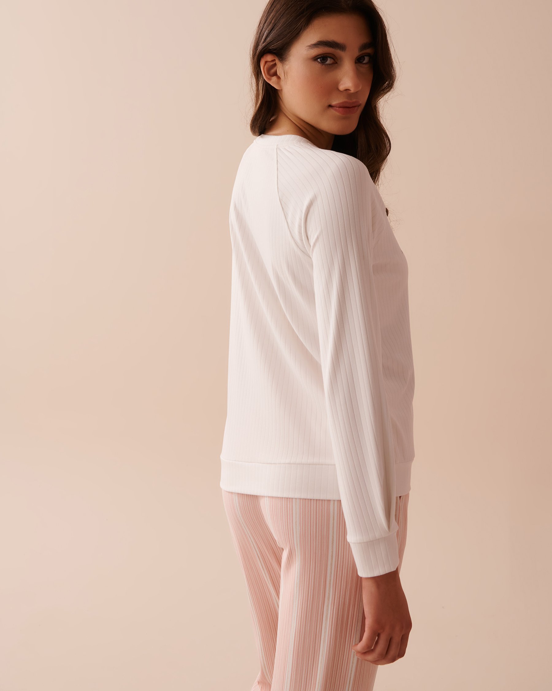 LA VIE EN ROSE Chandail manches longues en jersey côtelé imprimé chien Blanc 40100591 - Voir2