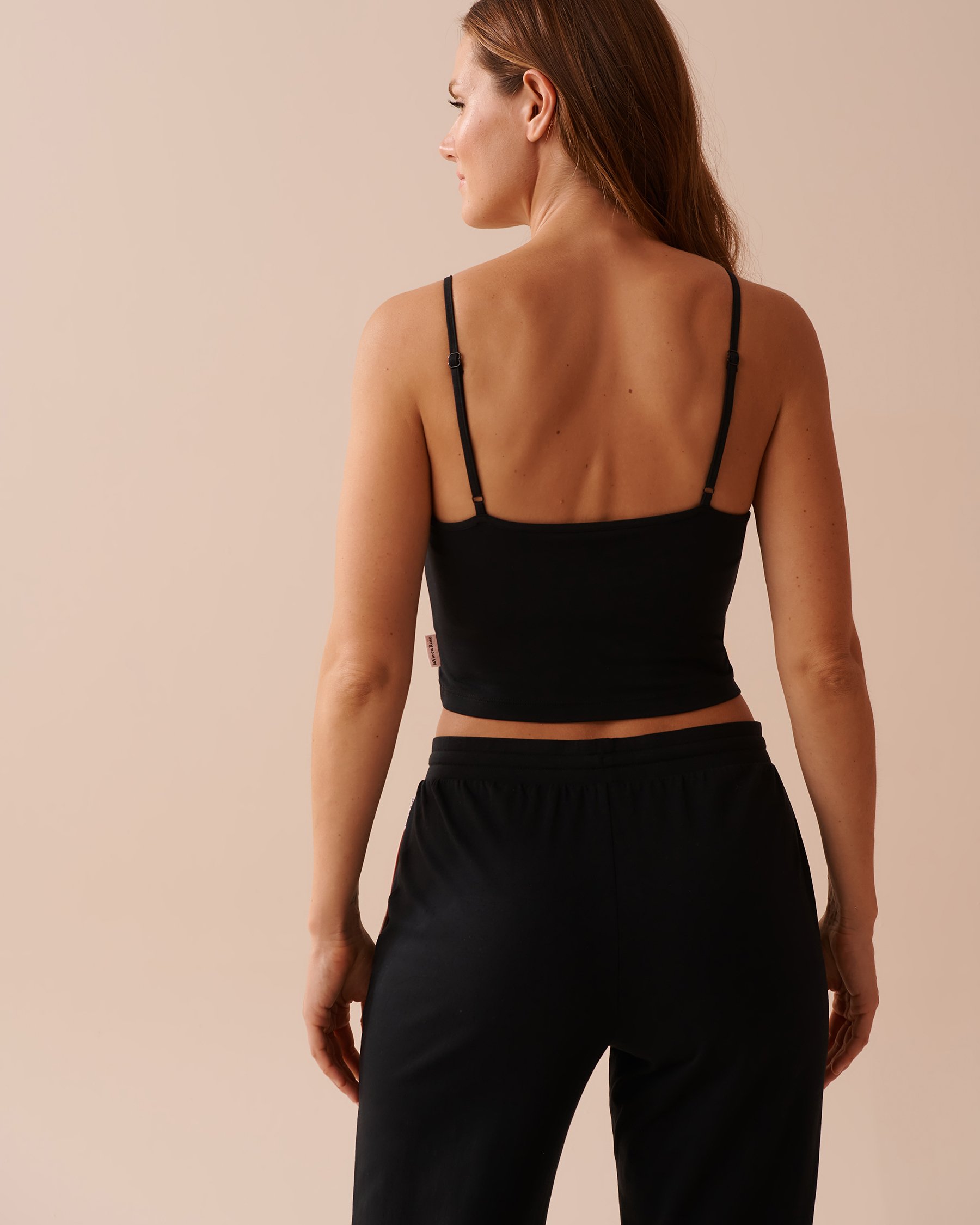 LA VIE EN ROSE Camisole courte en coton Noir 40100598 - Voir2