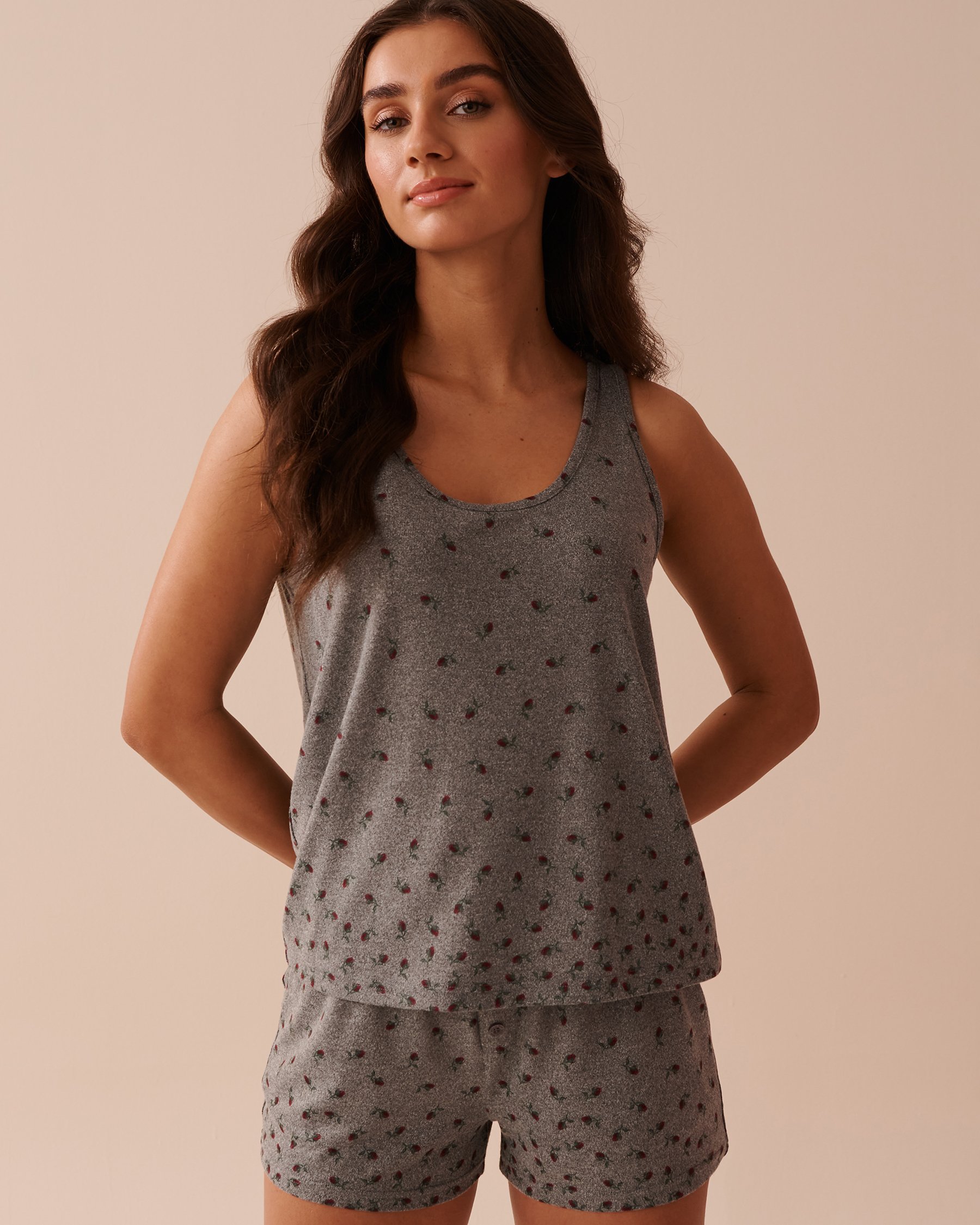 LA VIE EN ROSE Camisole en fibres recyclées imprimé roses Petites roses 40100604 - Voir1