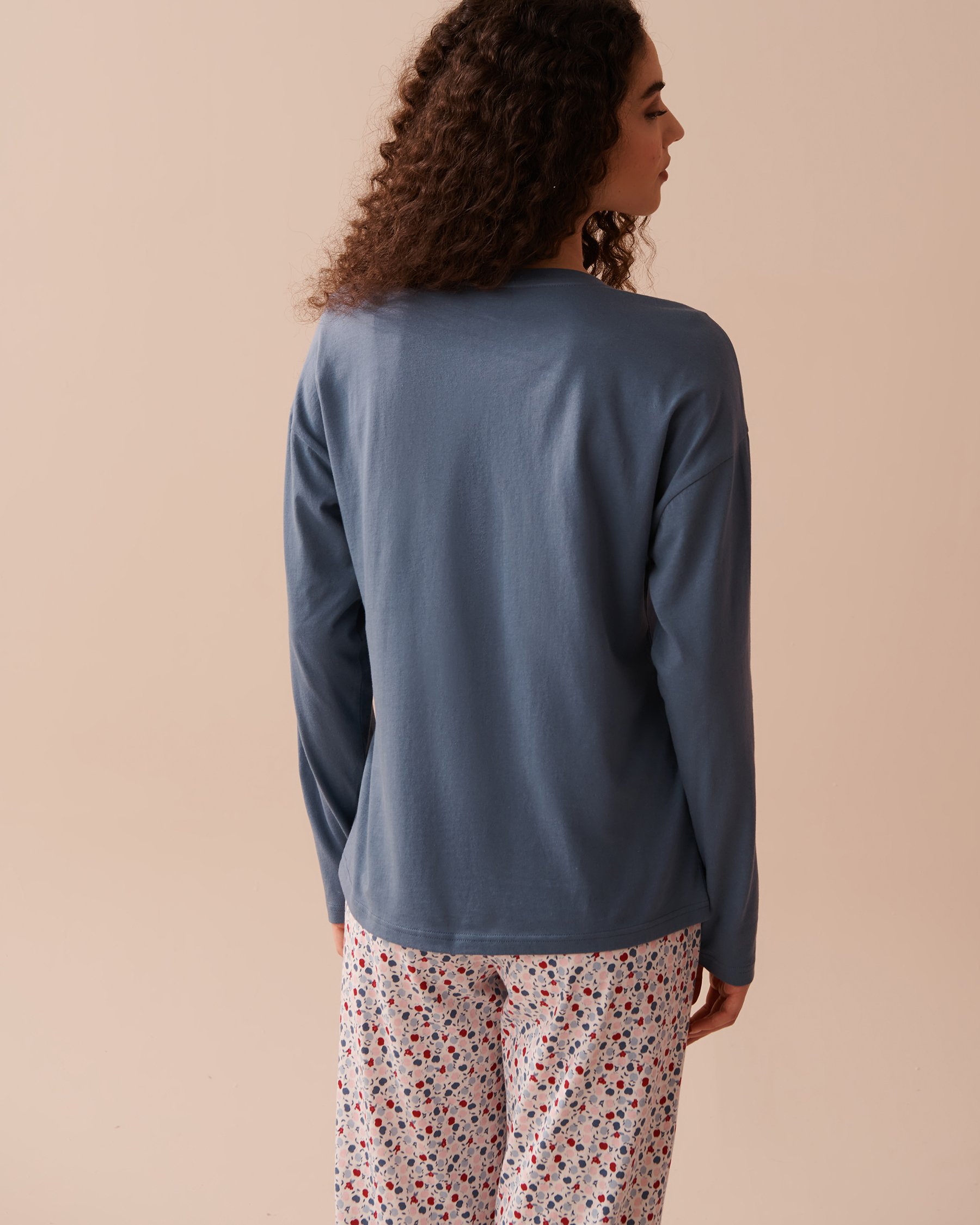 LA VIE EN ROSE Chandail manches longues en coton à imprimé pomme Bleu brume 40100610 - Voir2