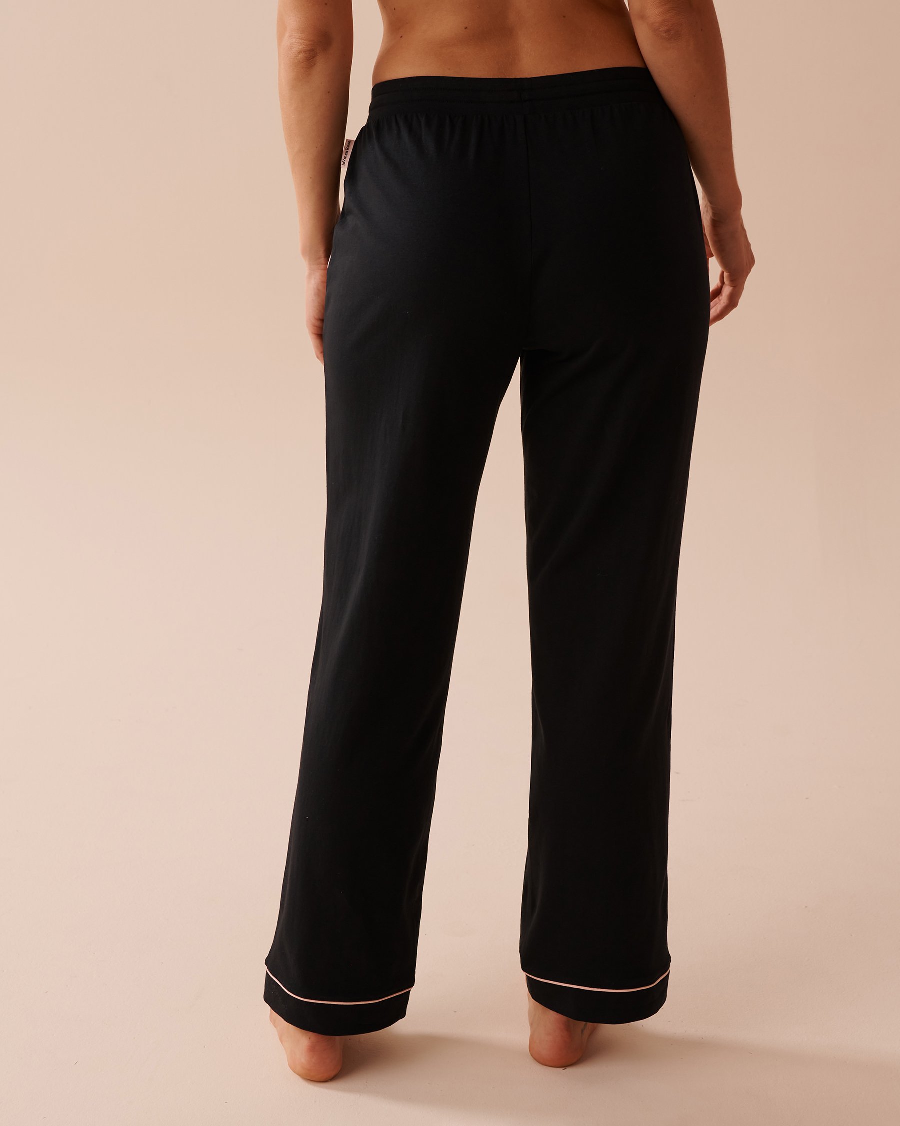 LA VIE EN ROSE Cotton Pajama Pants Black 40200589 - View3
