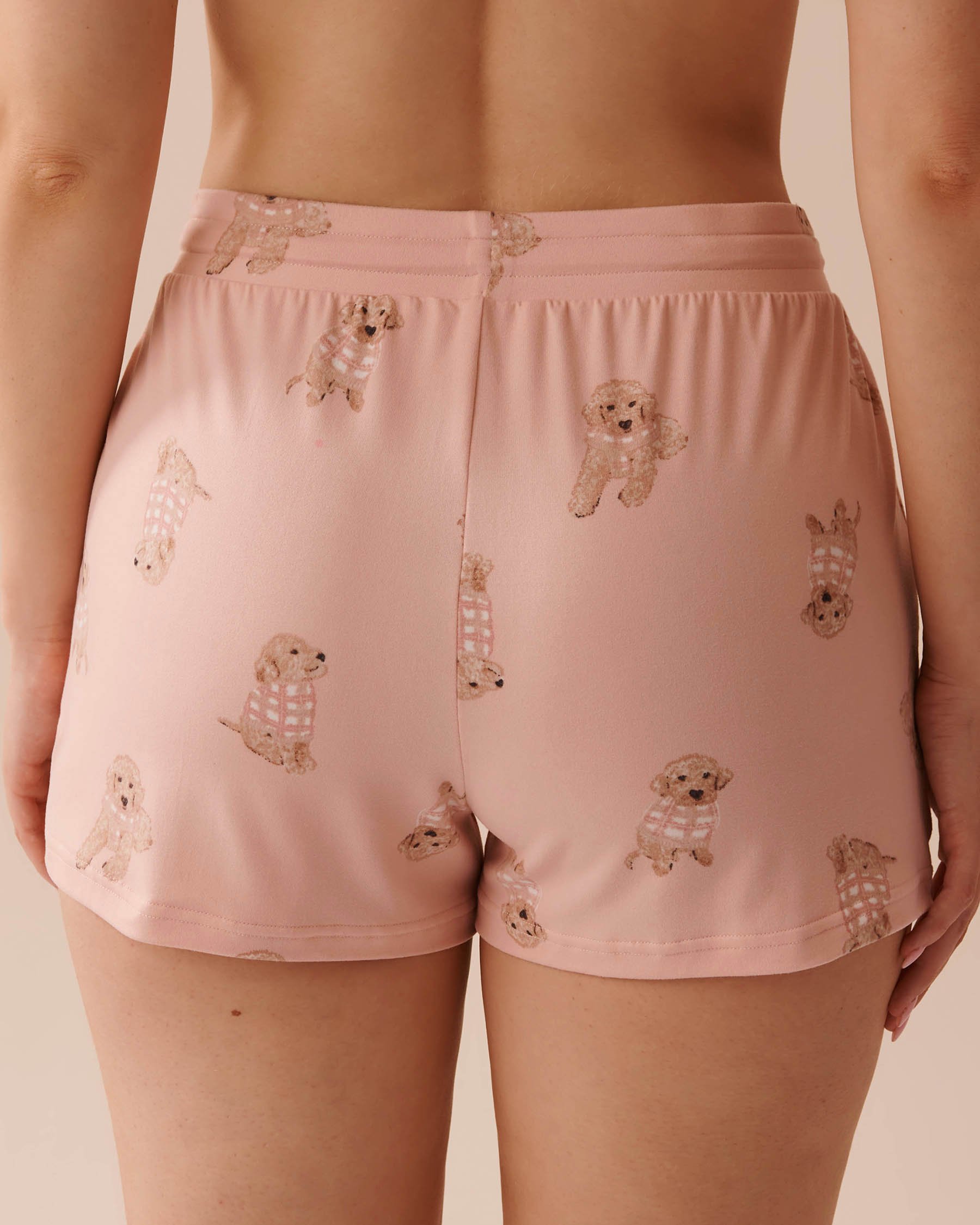 LA VIE EN ROSE Dog Print Super Soft Pajama Shorts Pink Dog Print 40200591 - View2