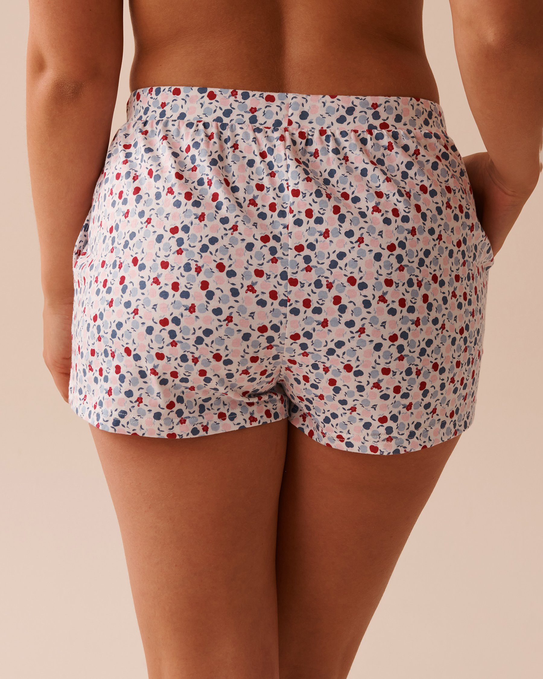 LA VIE EN ROSE Apple Print Cotton Pajama Shorts Small Apple Print 40200598 - View2