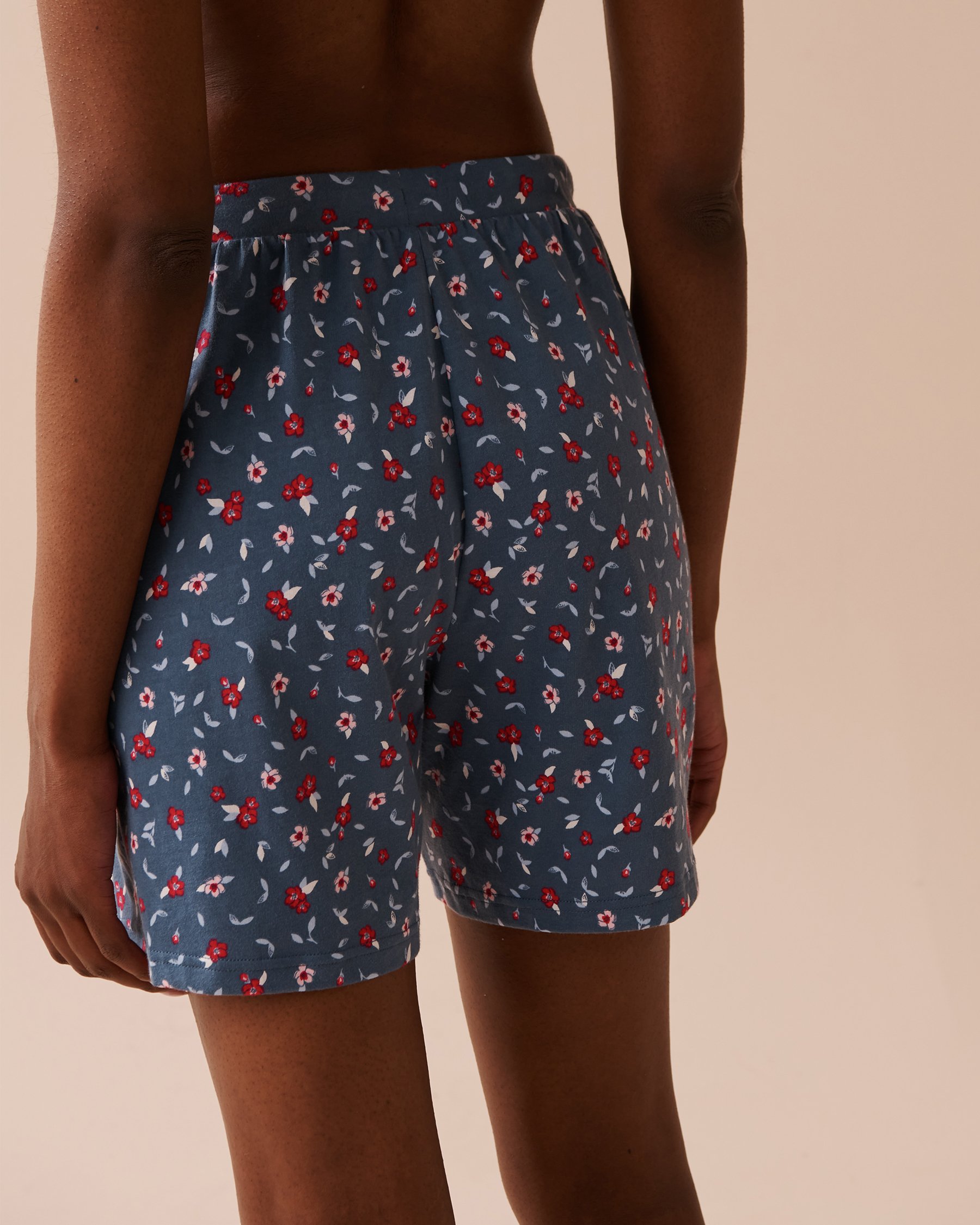LA VIE EN ROSE Bermuda de pyjama en coton à fleurs Imprimé bleu à fleurs 40200599 - Voir2
