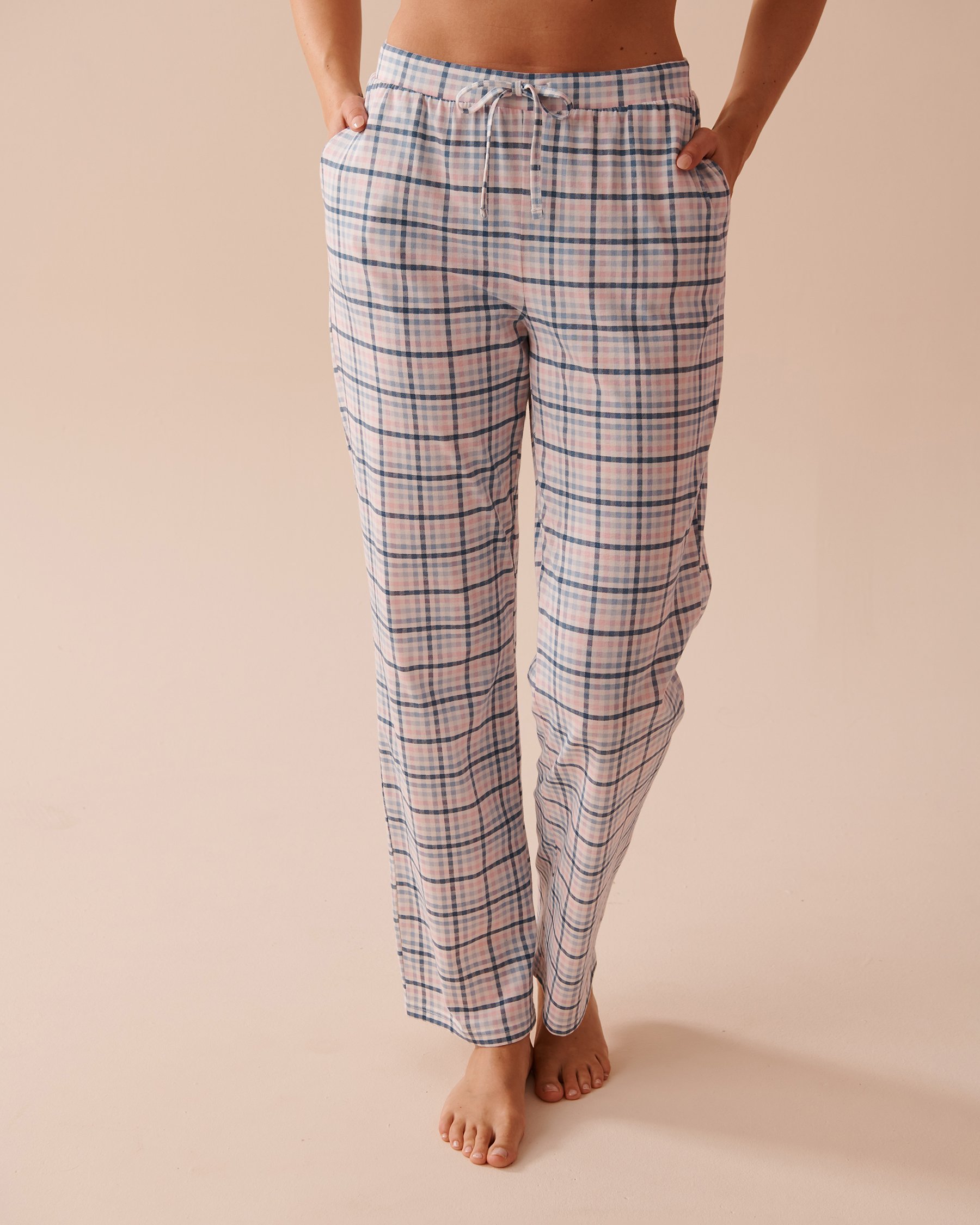 LA VIE EN ROSE Blue Plaid Cotton Pyjama Pants Blue & Pink Plaid 40200602 - View1