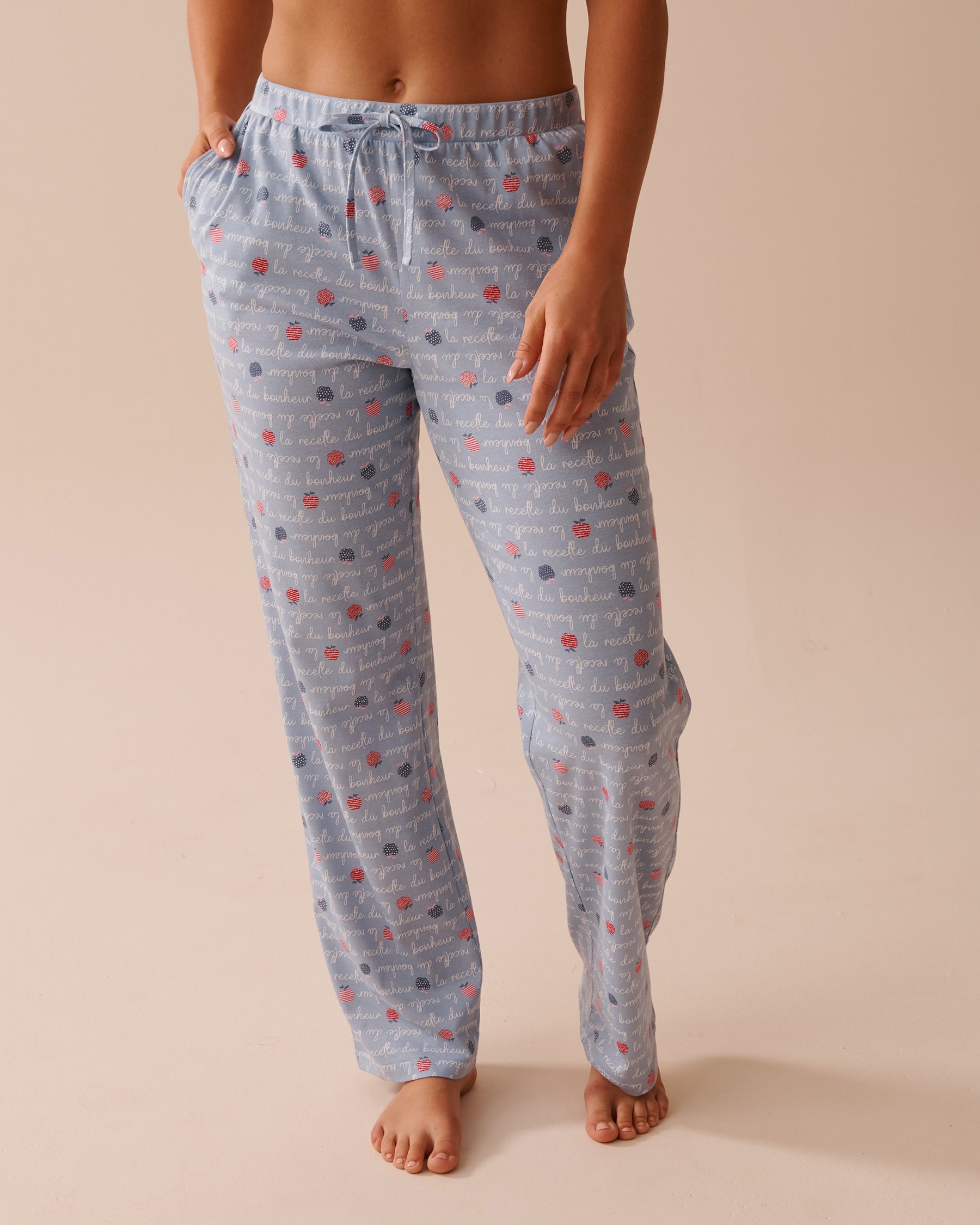 LA VIE EN ROSE Apple Print Cotton Pyjama Pants La recette du bonheur 40200602 - View1