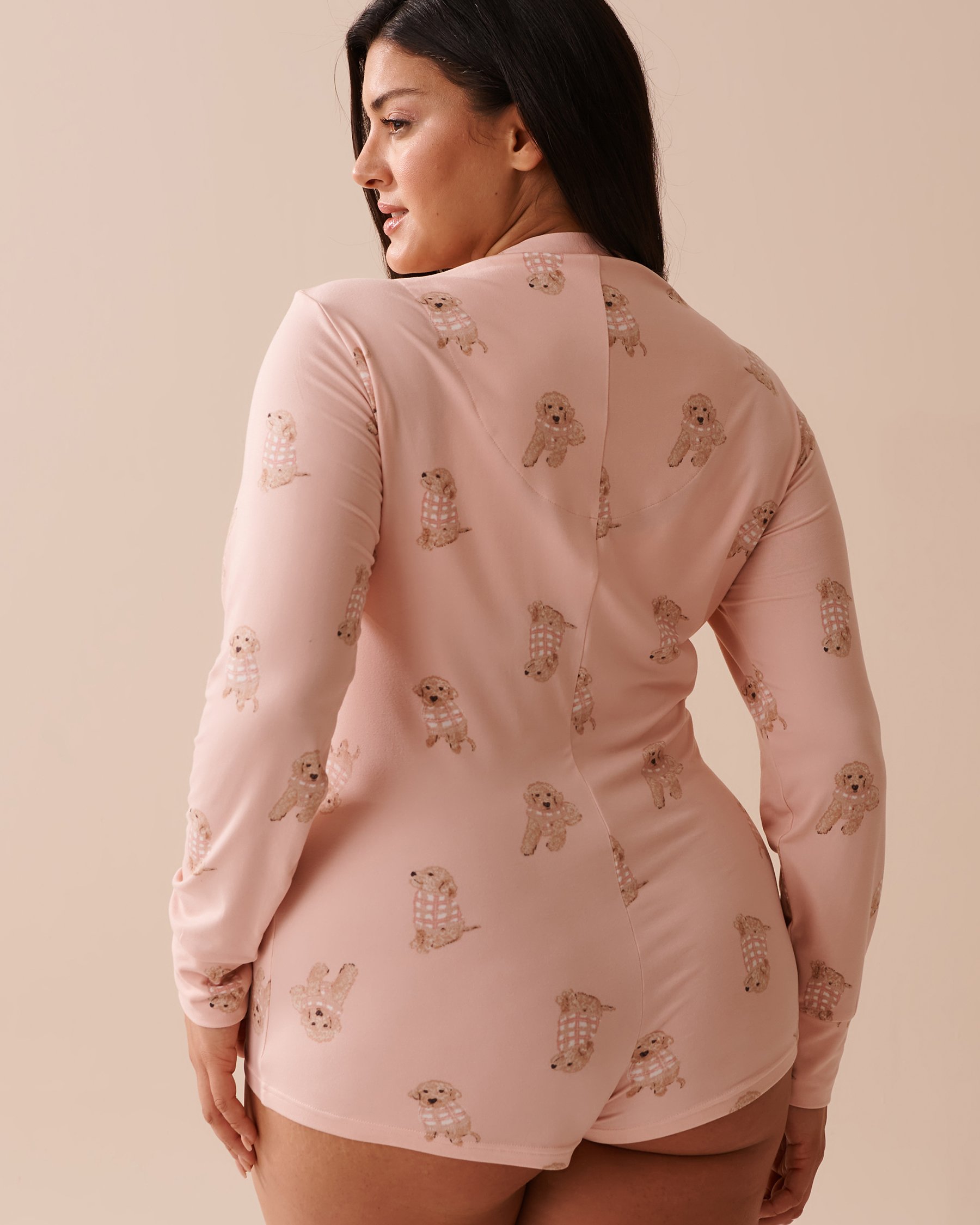 LA VIE EN ROSE Combishort ultra doux à imprimé chien Imprimé chien rose 40300047 - Voir2