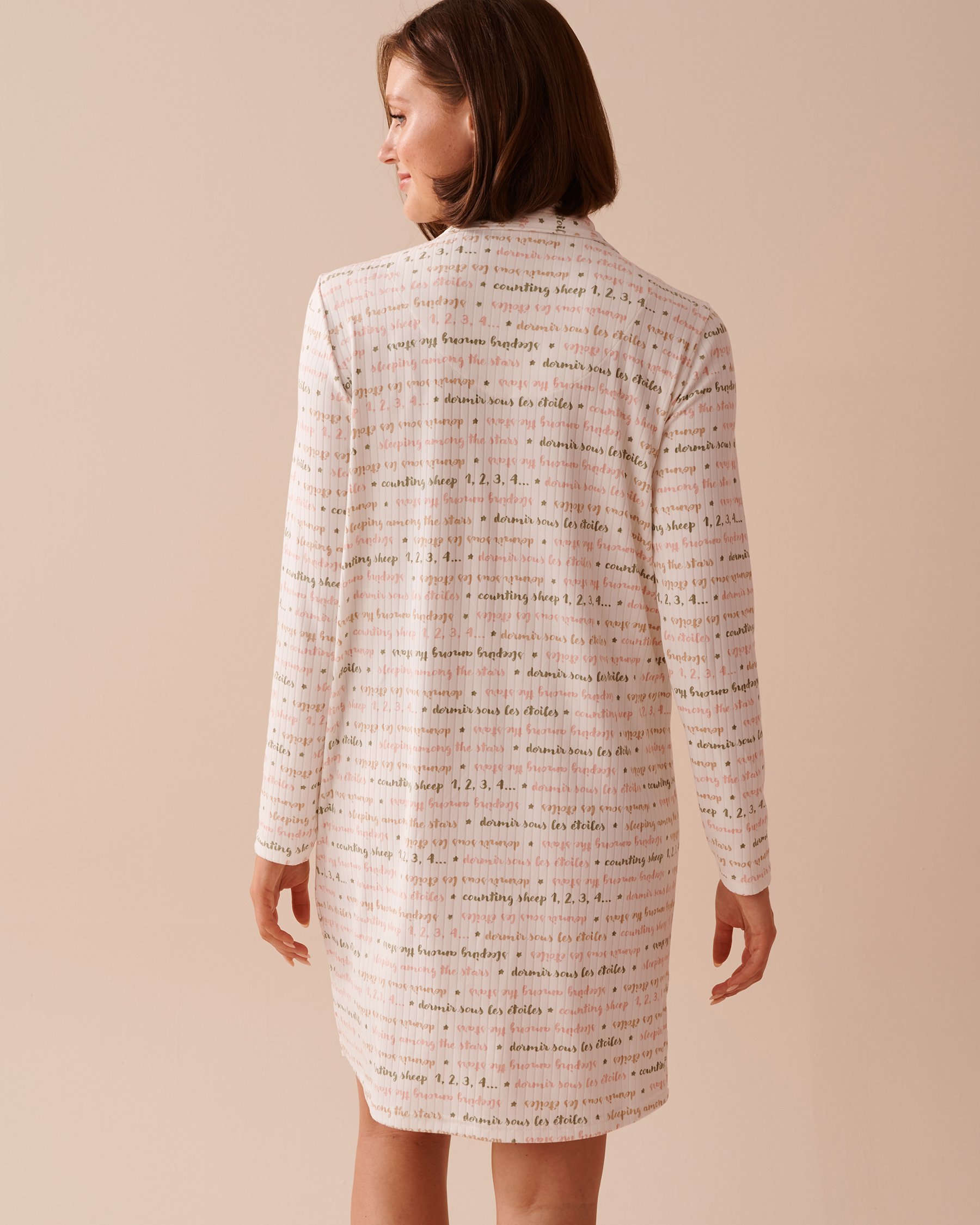 LA VIE EN ROSE Chemise de nuit en jersey côtelé Citations 40500363 - Voir2