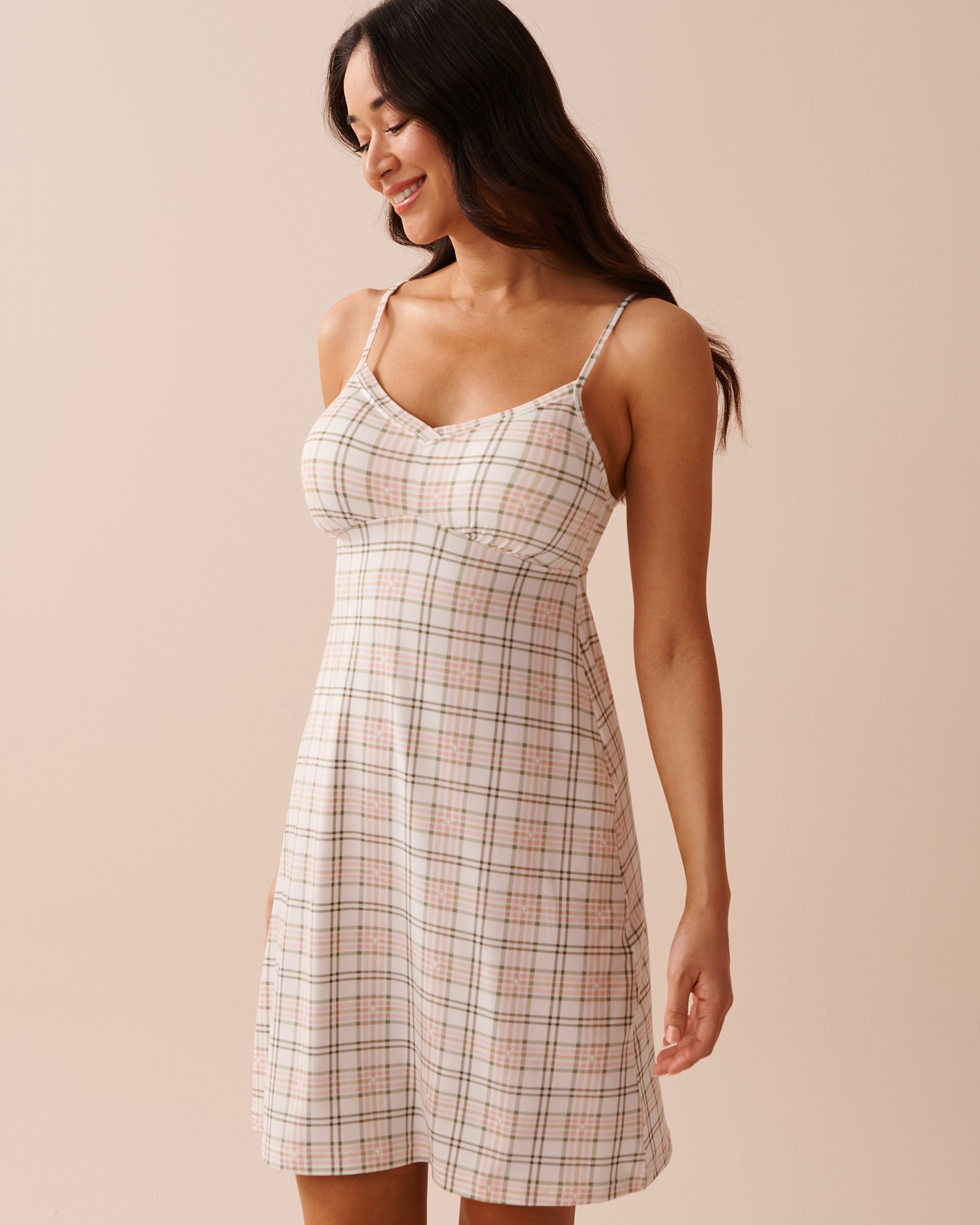 LA VIE EN ROSE Pink Plaid Super Soft Nightie Pink Plaid 40500370 - View1