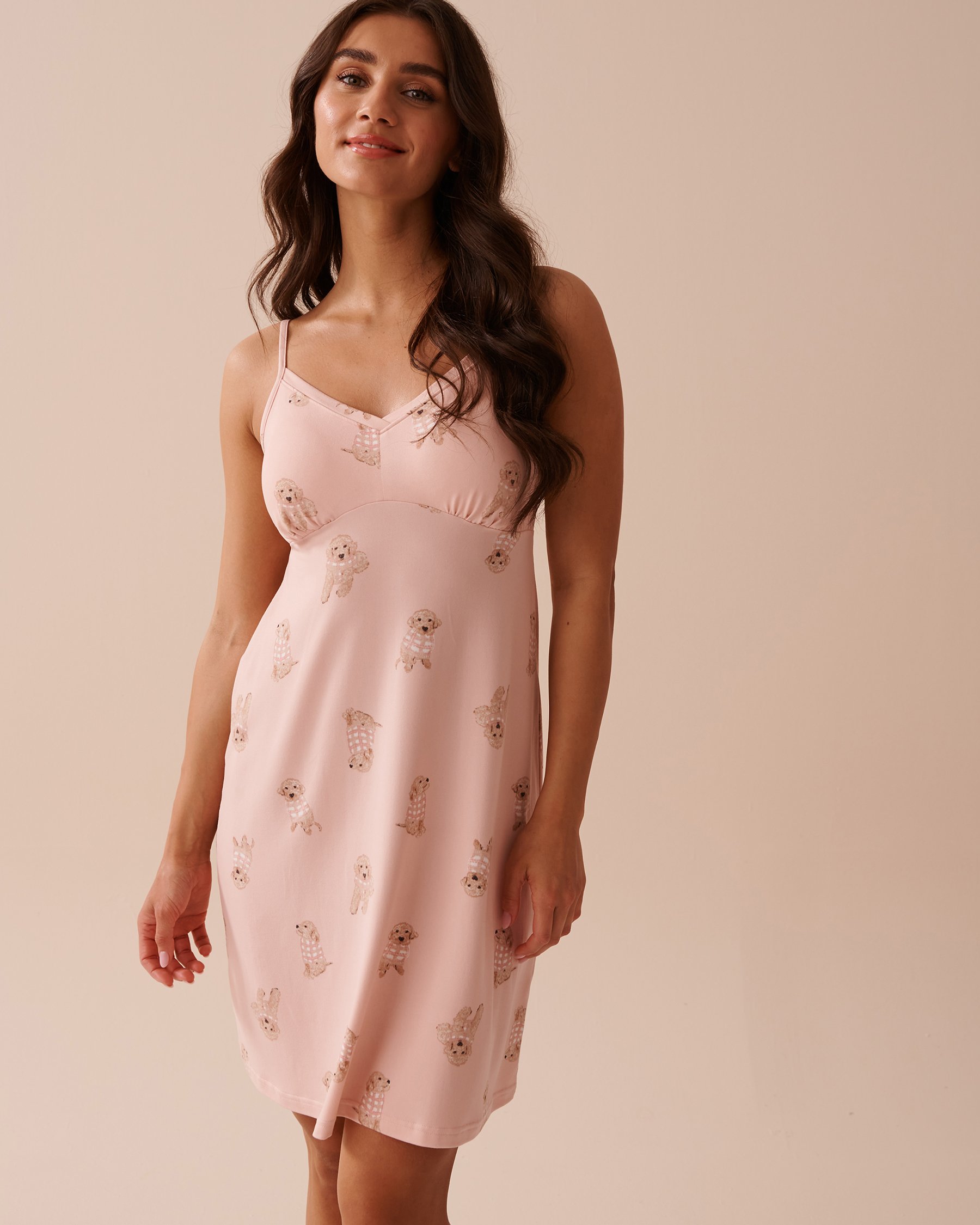 LA VIE EN ROSE Dog Print Super Soft Nightie Pink Dog Print 40500370 - View1