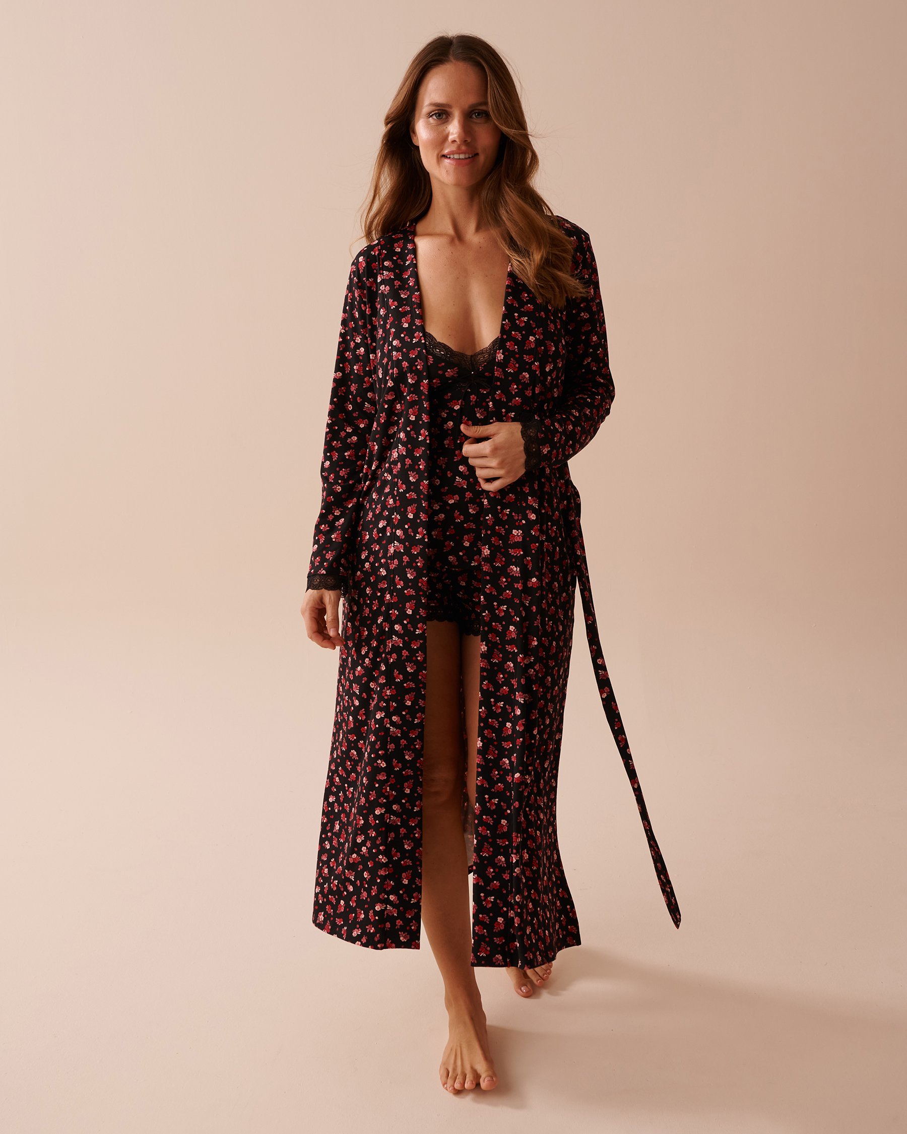 LA VIE EN ROSE Ditsy Rose Super Soft Long Kimono Ditsy Rose 40600173 - View5