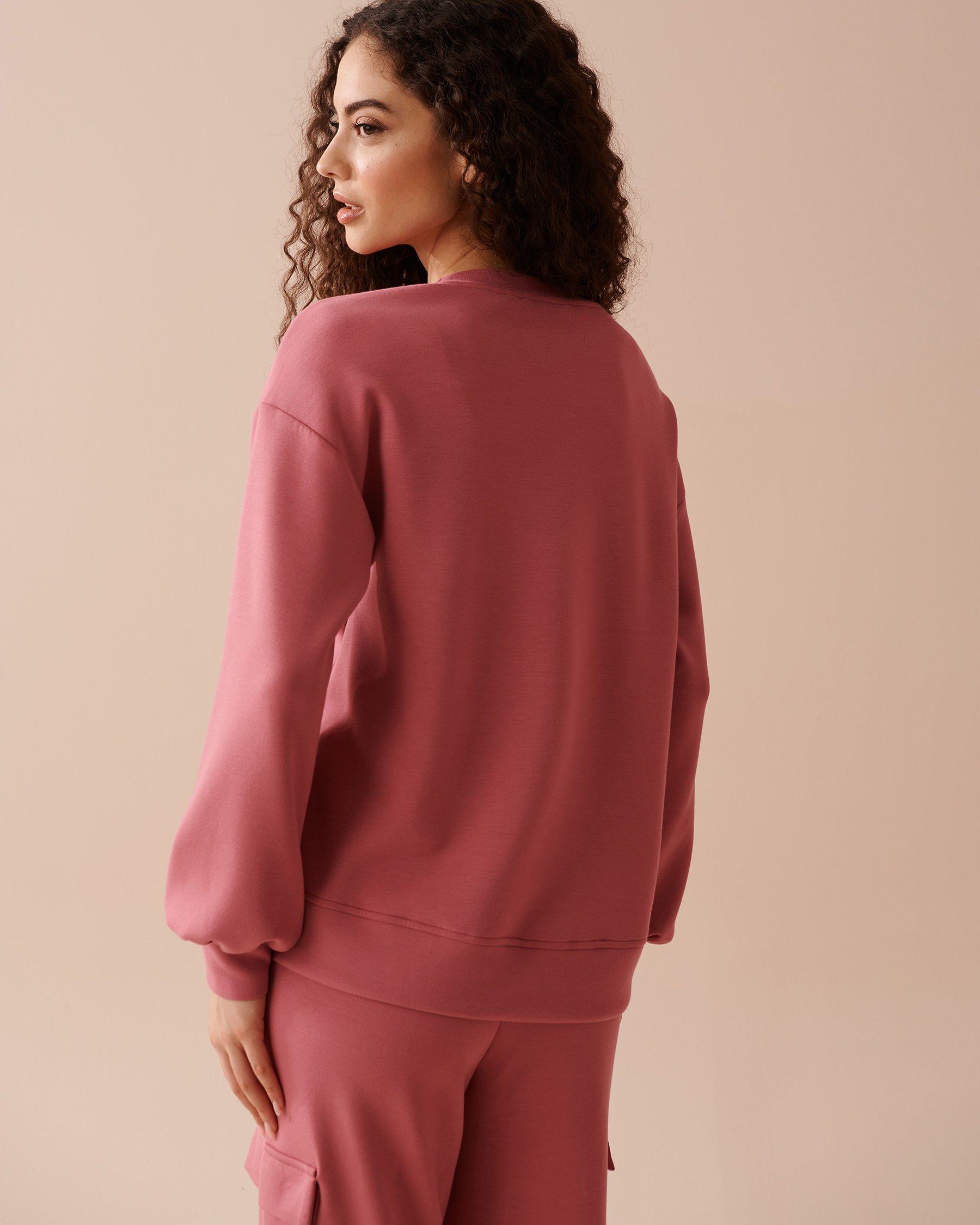 LA VIE EN ROSE Crew Neck Sweatshirt Dusty Pink 50100090 - View2