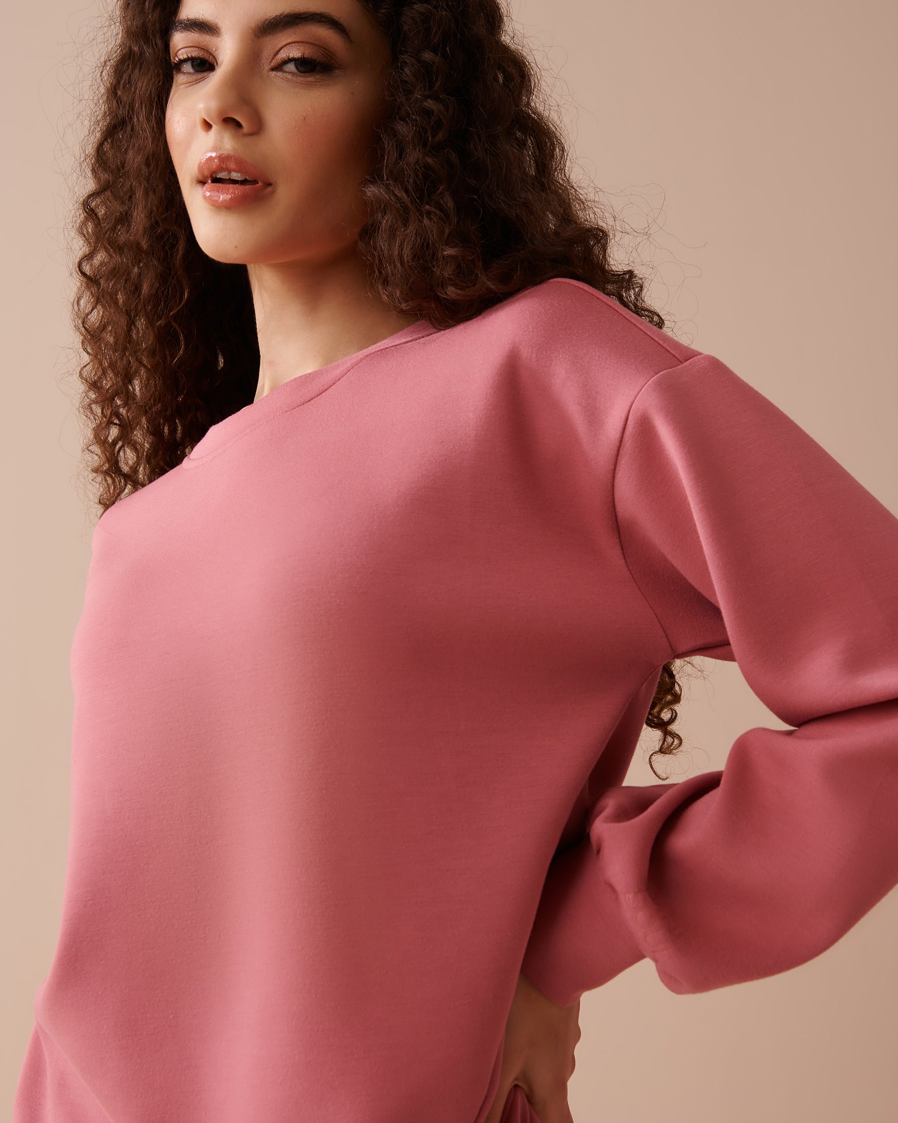 LA VIE EN ROSE Crew Neck Sweatshirt Dusty Pink 50100090 - View3