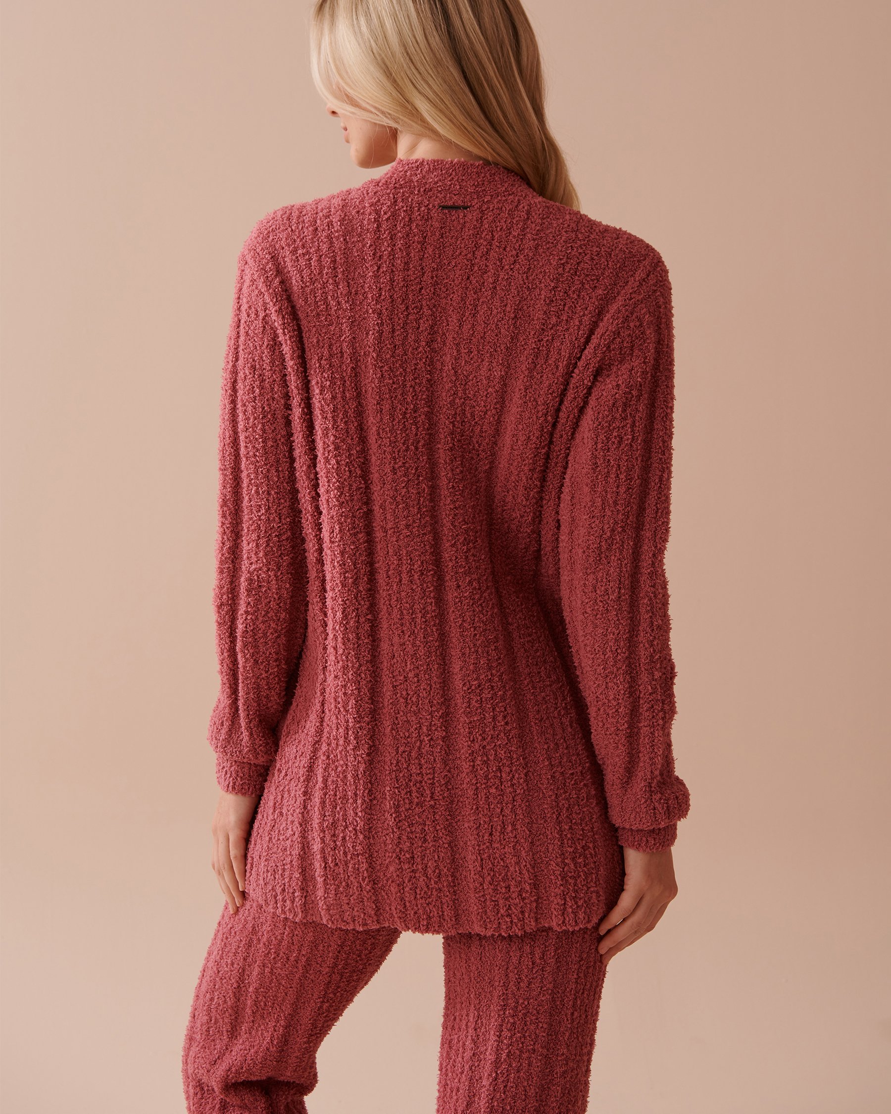 LA VIE EN ROSE Ribbed Chenille Cardigan Dusty Pink 50500012 - View5