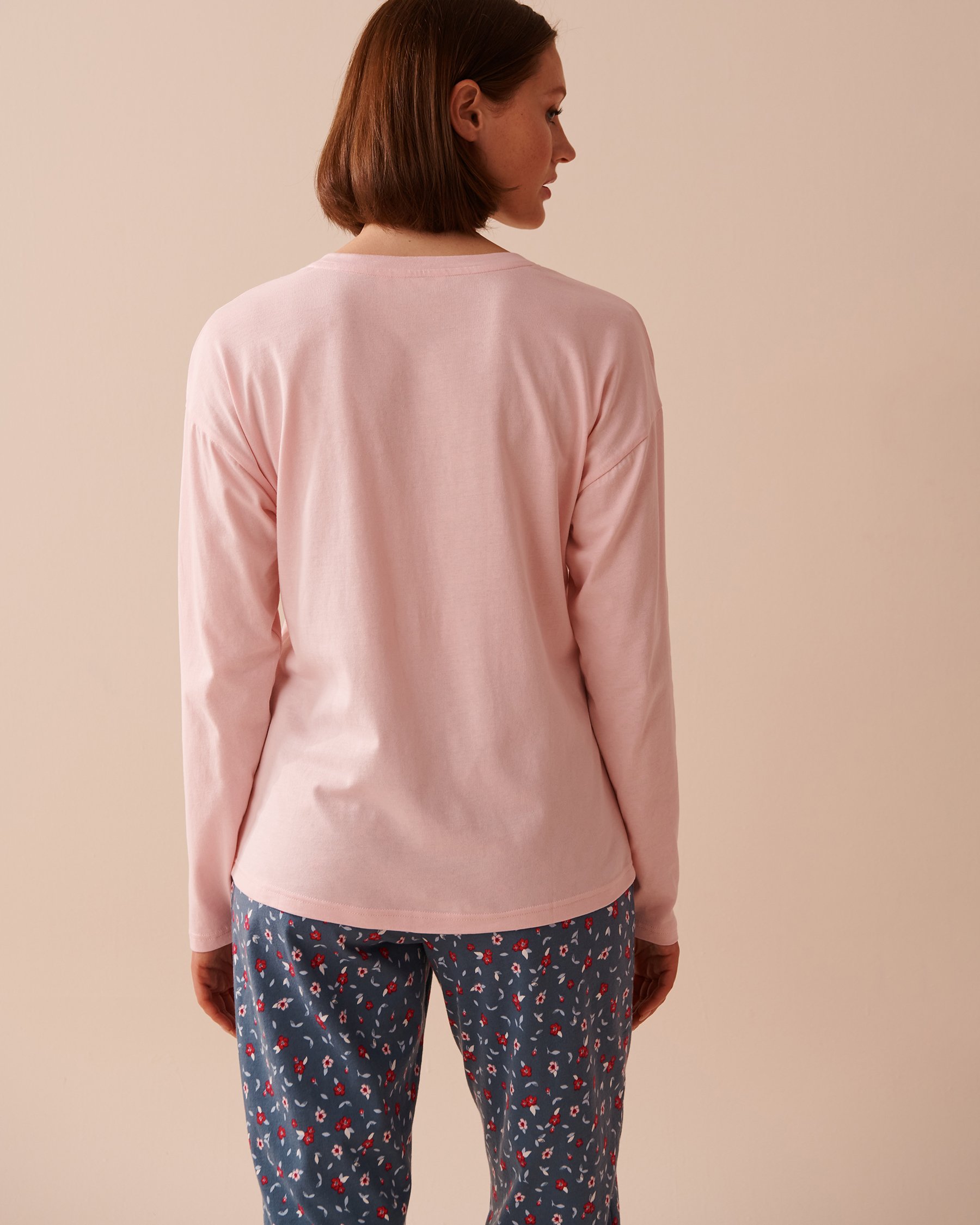 LA VIE EN ROSE Apple Print Cotton Long Sleeve Shirt Light pink 40100610 - View2