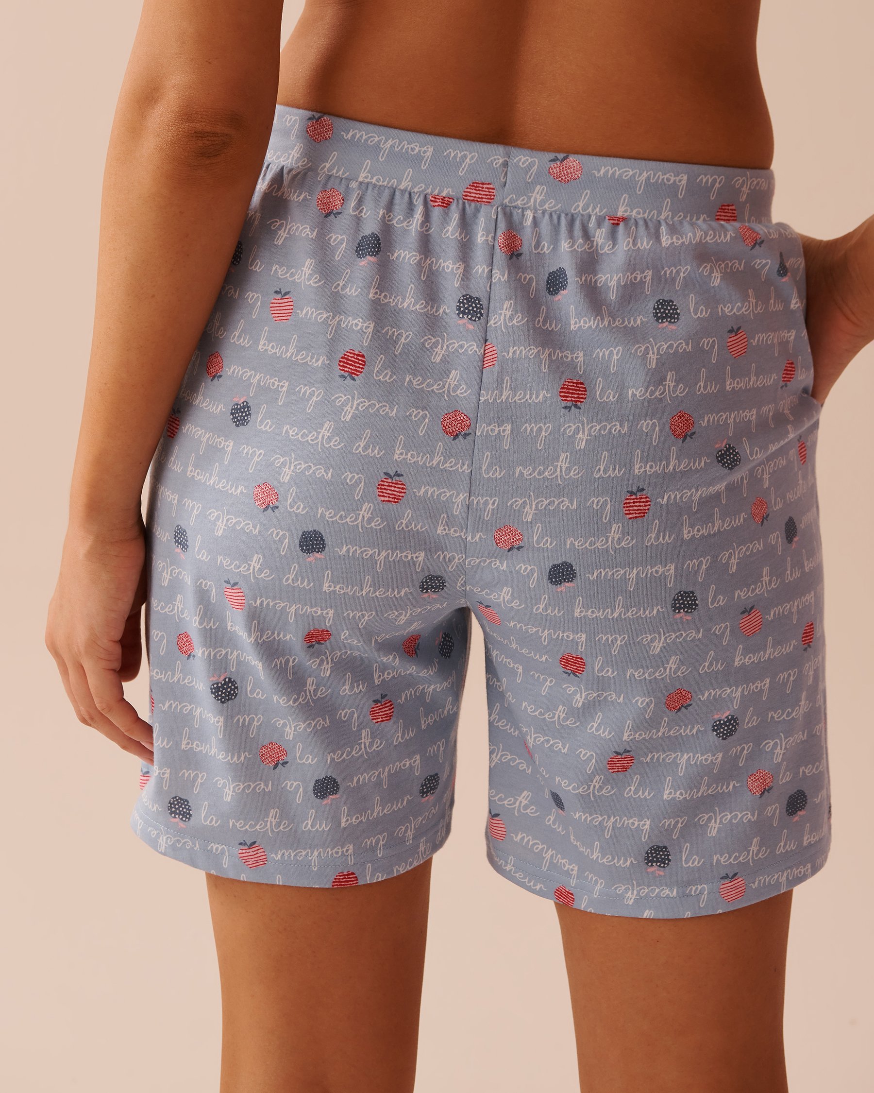 LA VIE EN ROSE Apple Print Cotton Pyjama Bermudas La recette du bonheur 40200599 - View2
