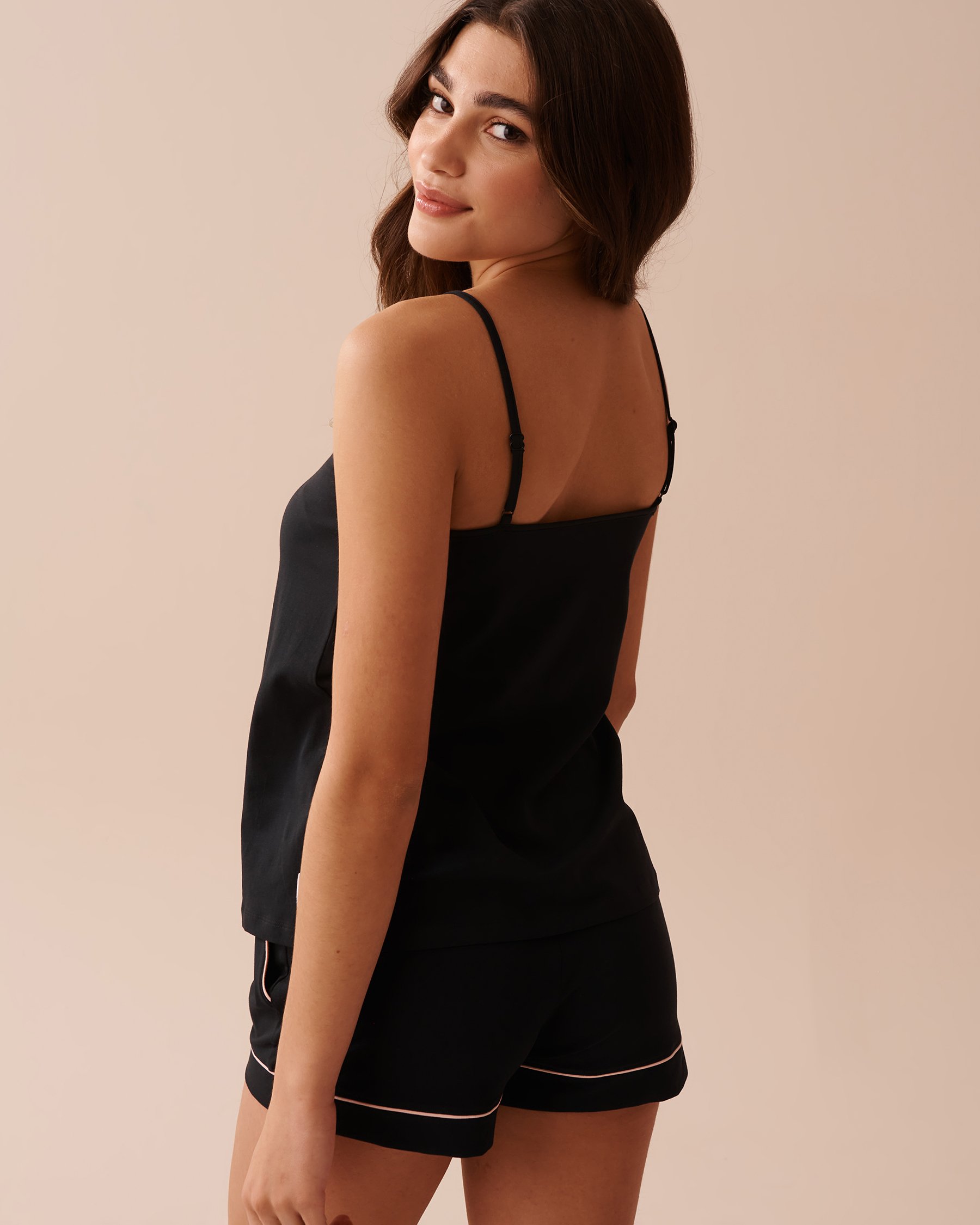 LA VIE EN ROSE Cotton Cami Black 40100599 - View2