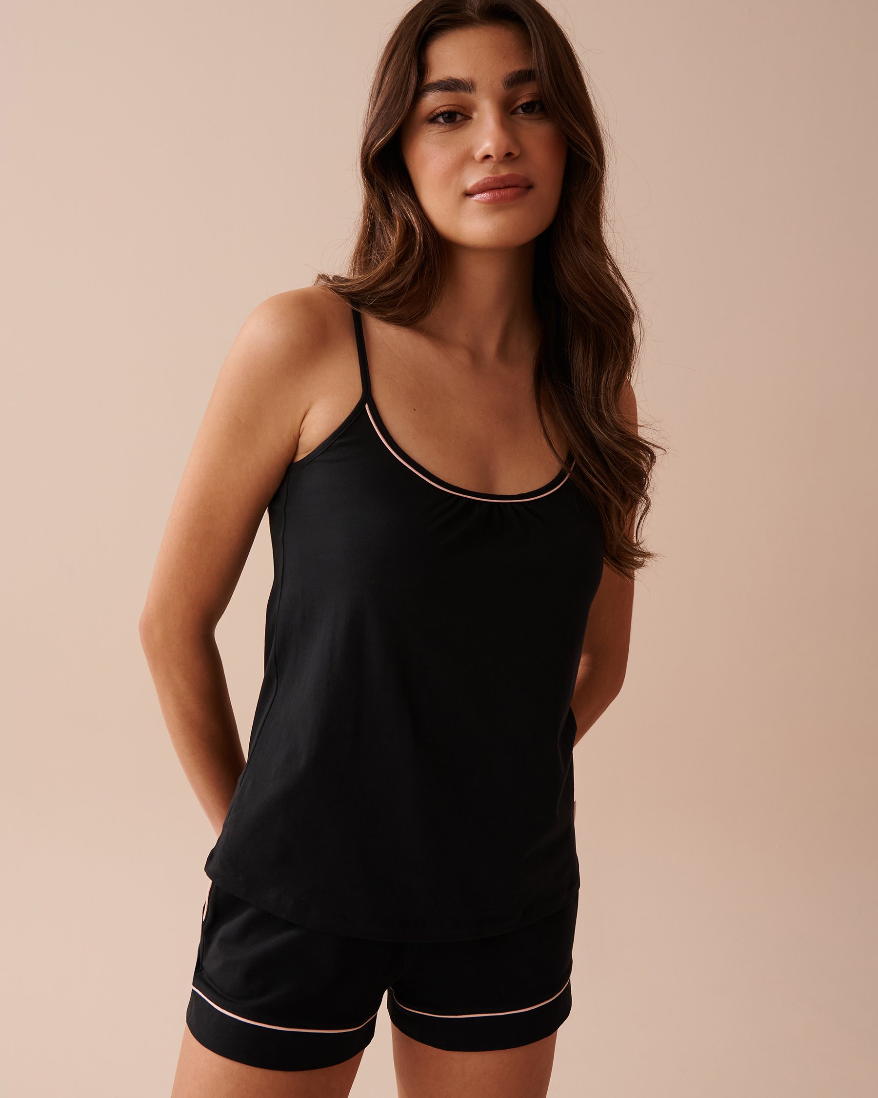 LA VIE EN ROSE Cotton Cami Black 40100599 - View3