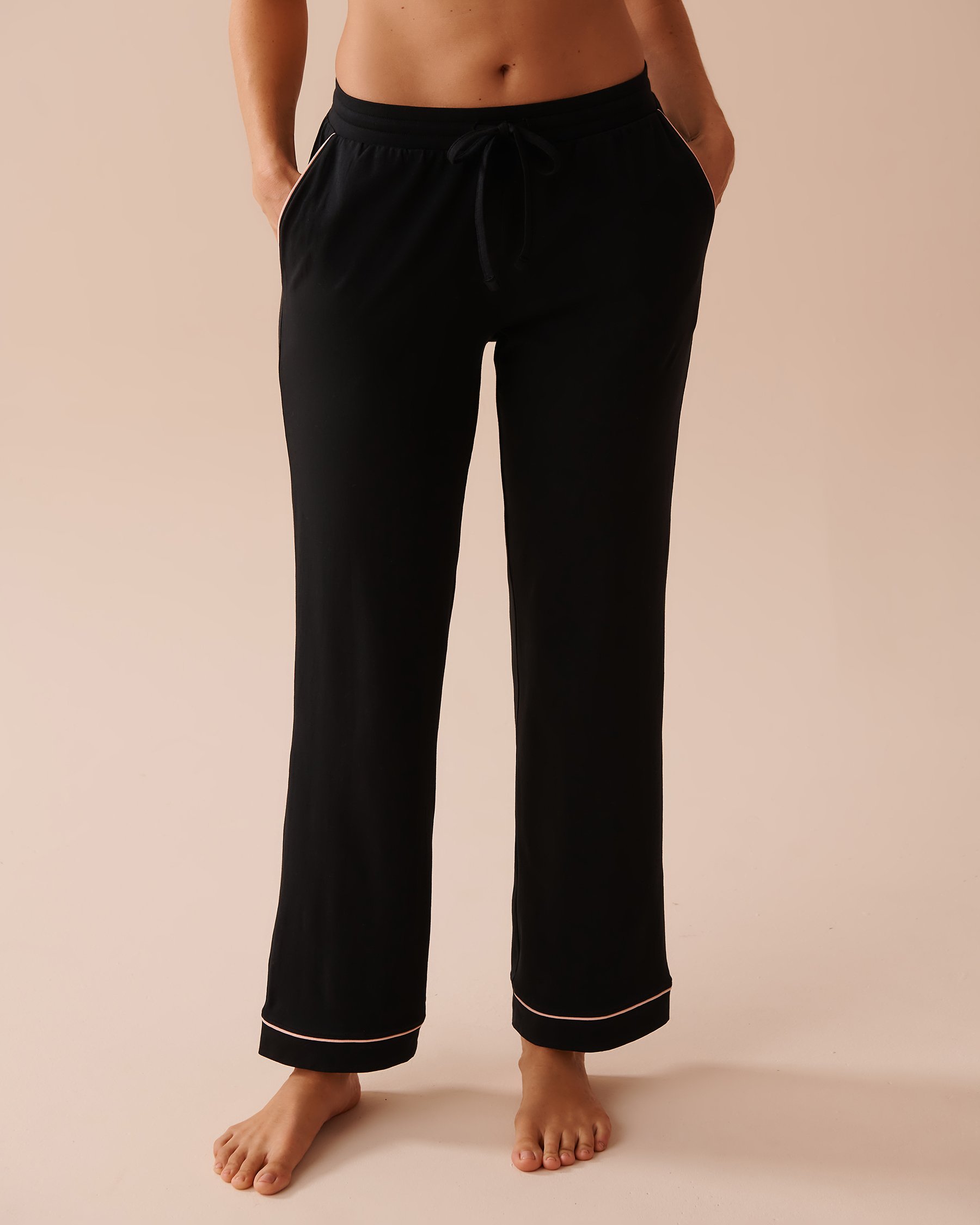 LA VIE EN ROSE Cotton Pajama Pants Black 40200589 - View2