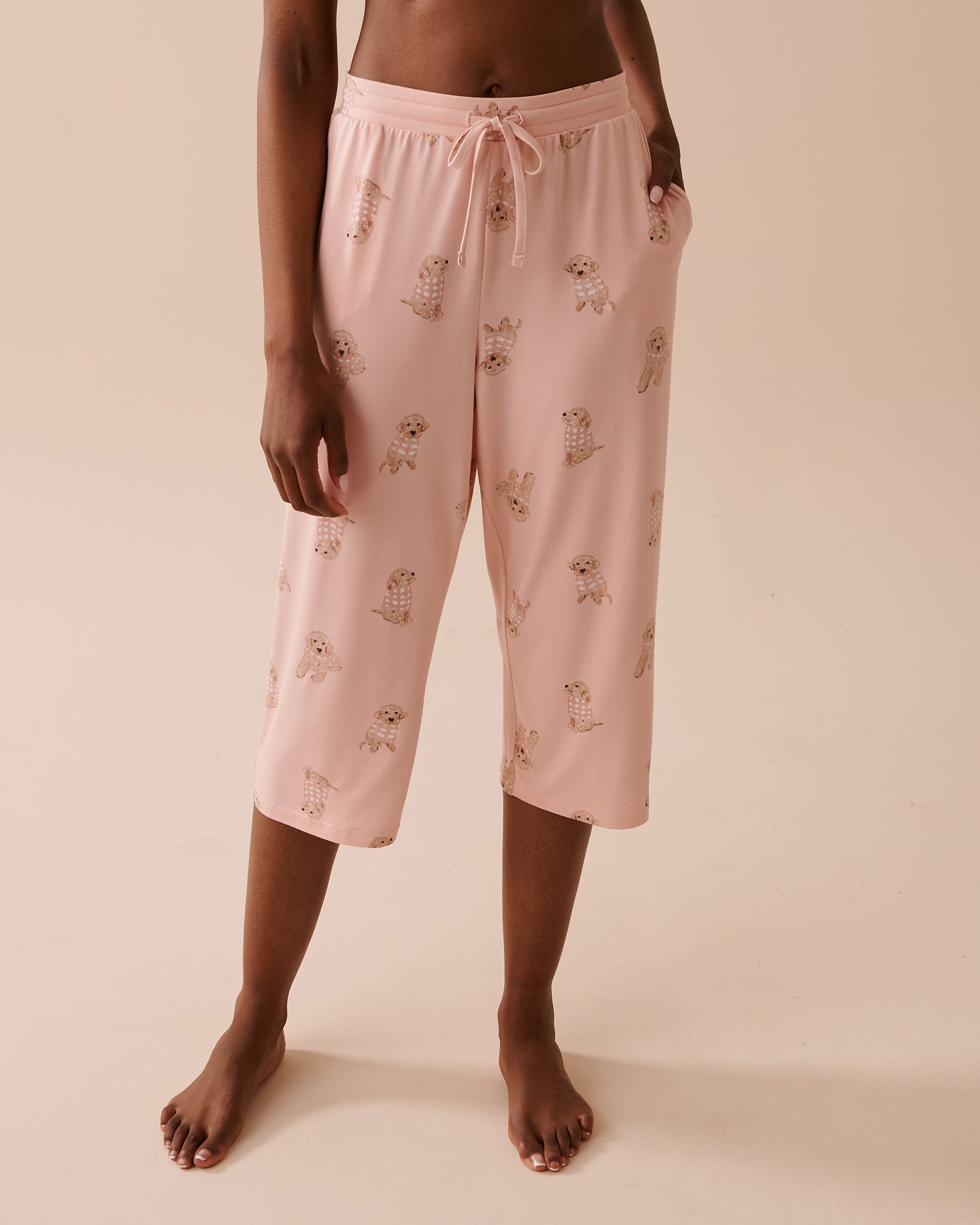 LA VIE EN ROSE Dog Print Super Soft Capris Pink Dog Print 40200592 - View1