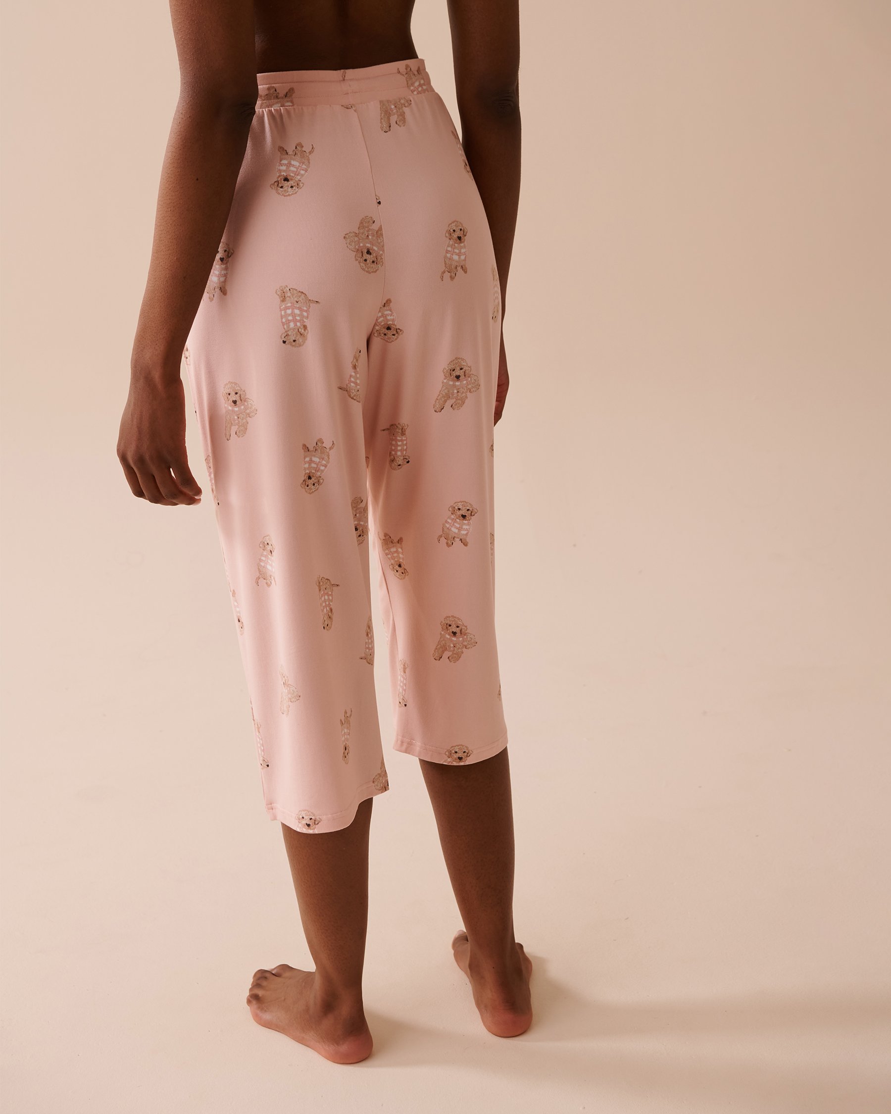 LA VIE EN ROSE Dog Print Super Soft Capris Pink Dog Print 40200592 - View2