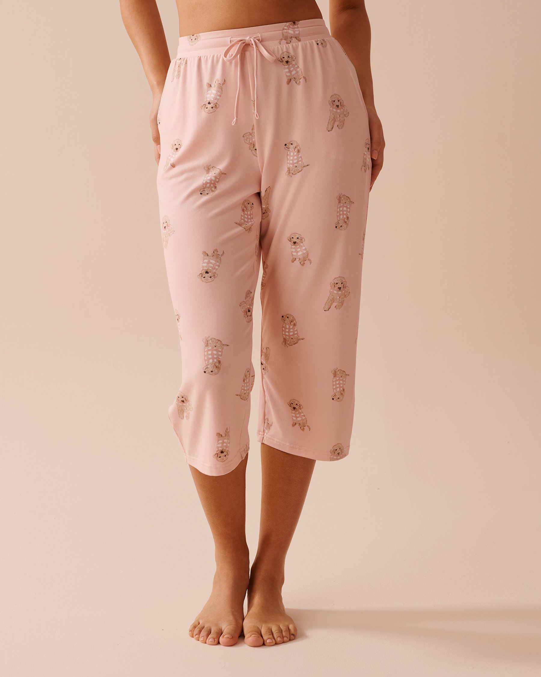 LA VIE EN ROSE Dog Print Super Soft Capris Pink Dog Print 40200592 - View3