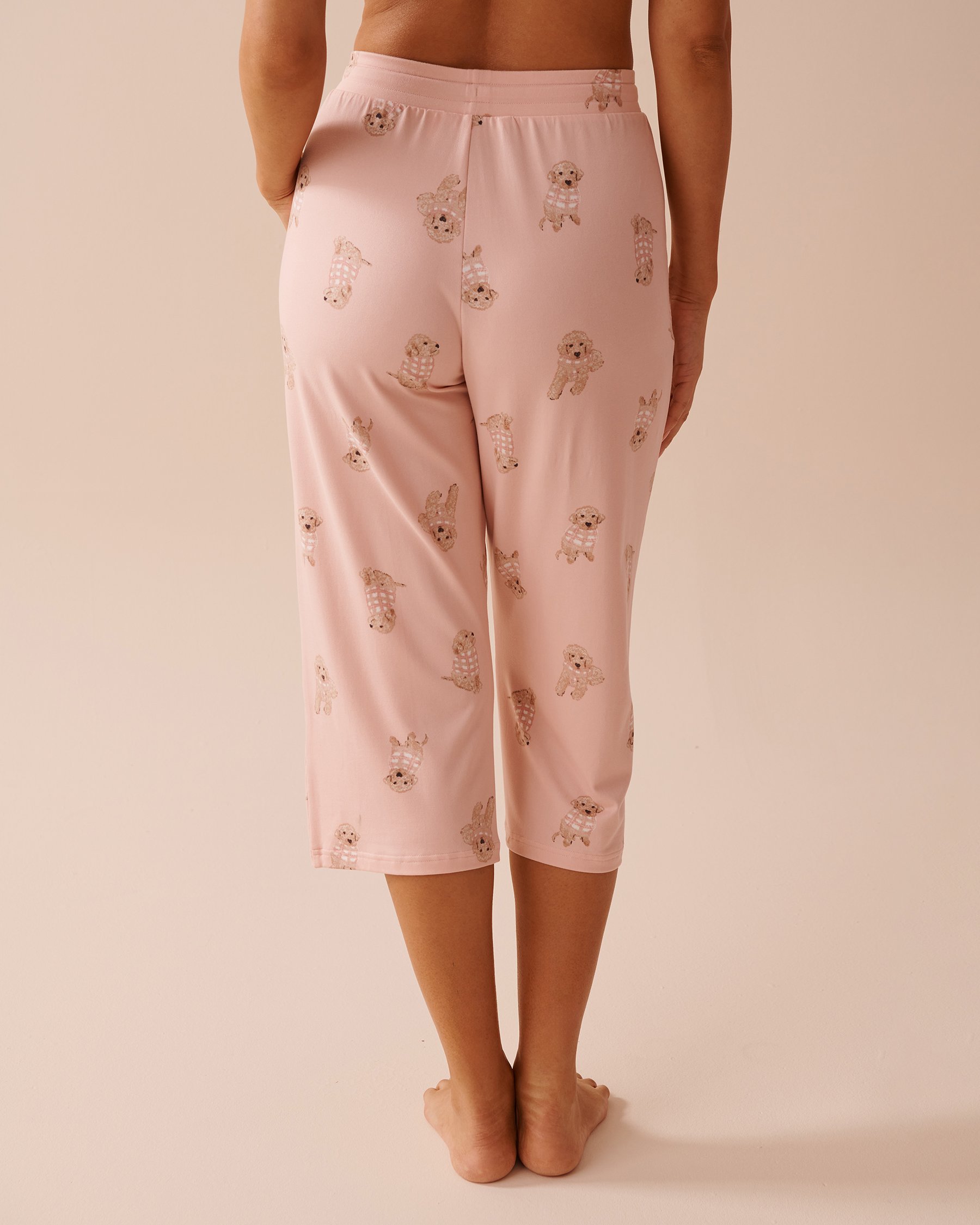 LA VIE EN ROSE Dog Print Super Soft Capris Pink Dog Print 40200592 - View4