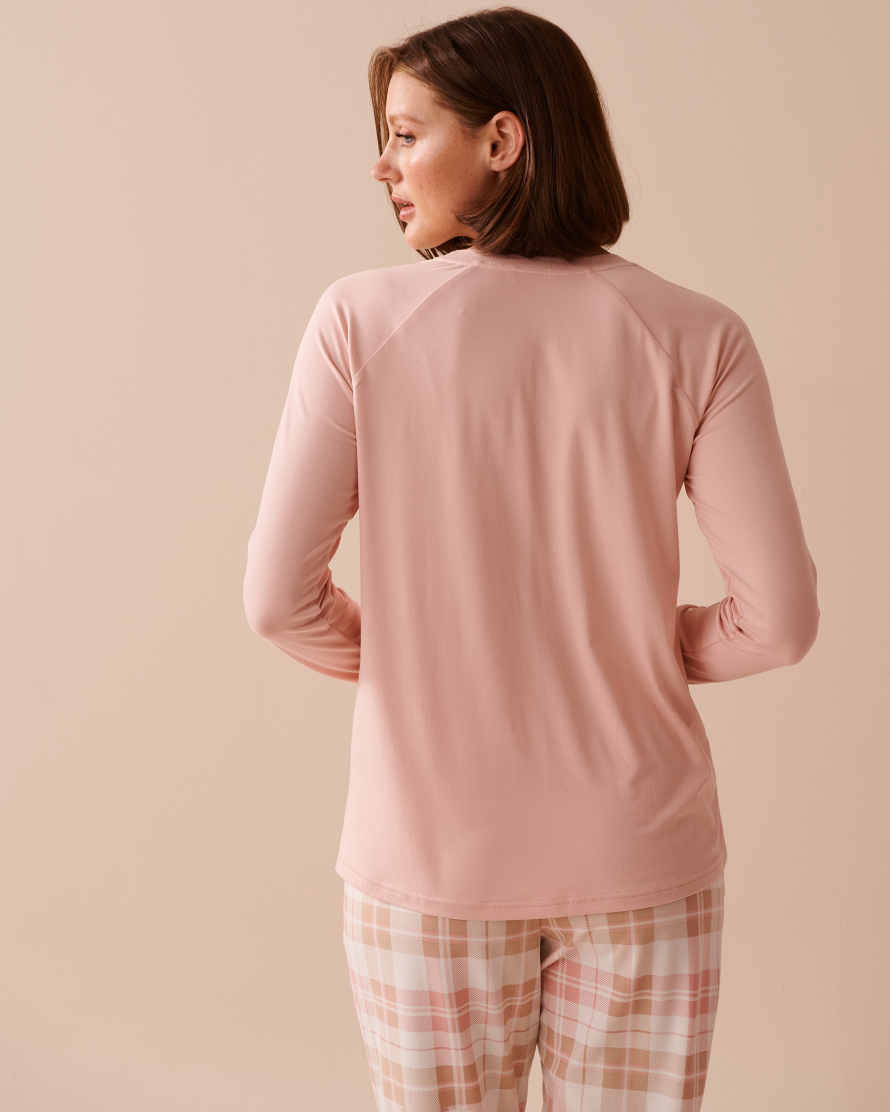 LA VIE EN ROSE Dog Print Super Soft Long Sleeve Shirt Salmon Pink 40100602 - View2