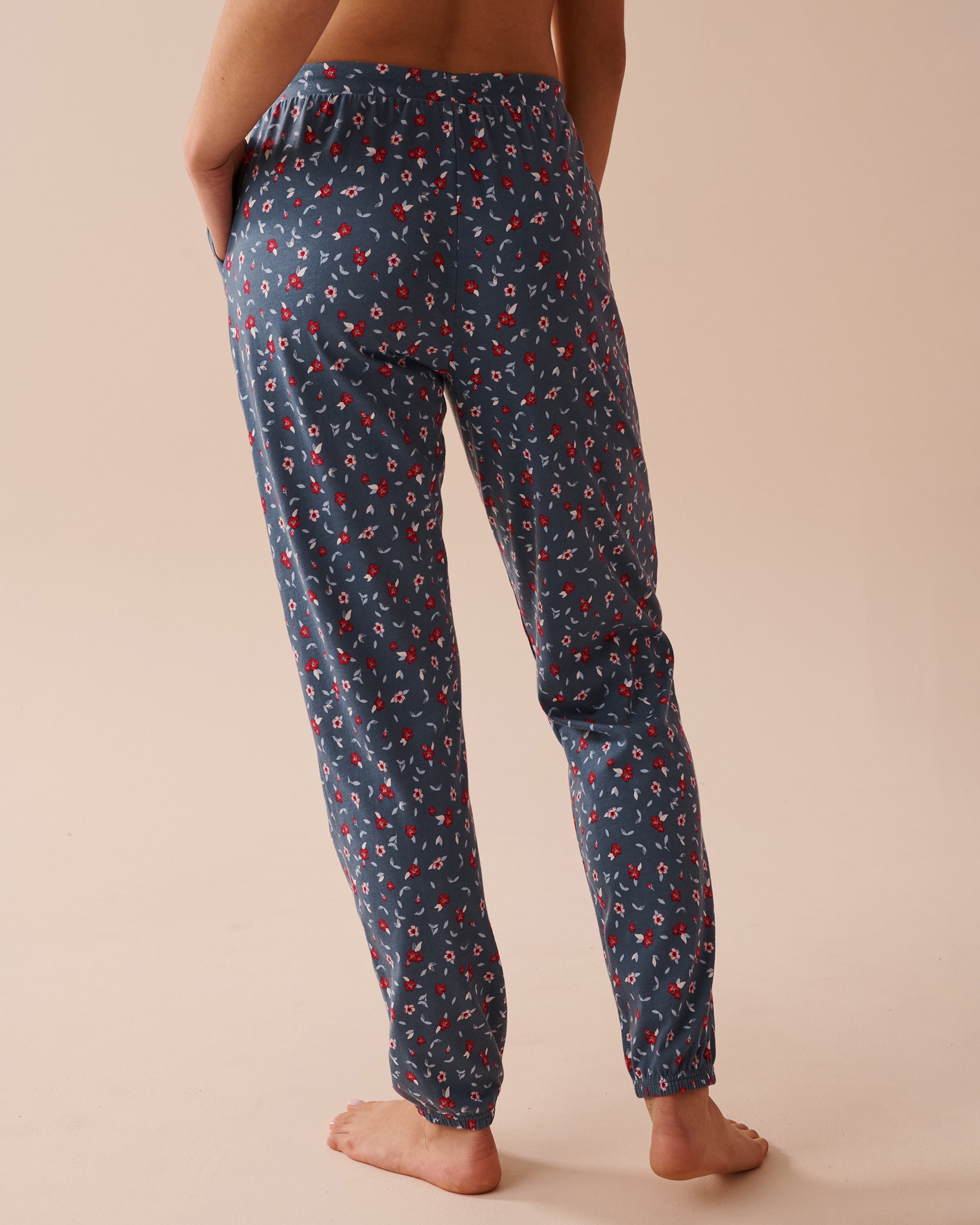 LA VIE EN ROSE Flower Print Cotton Jogger Pyjama Pants Blue Floral Print 40200603 - View2