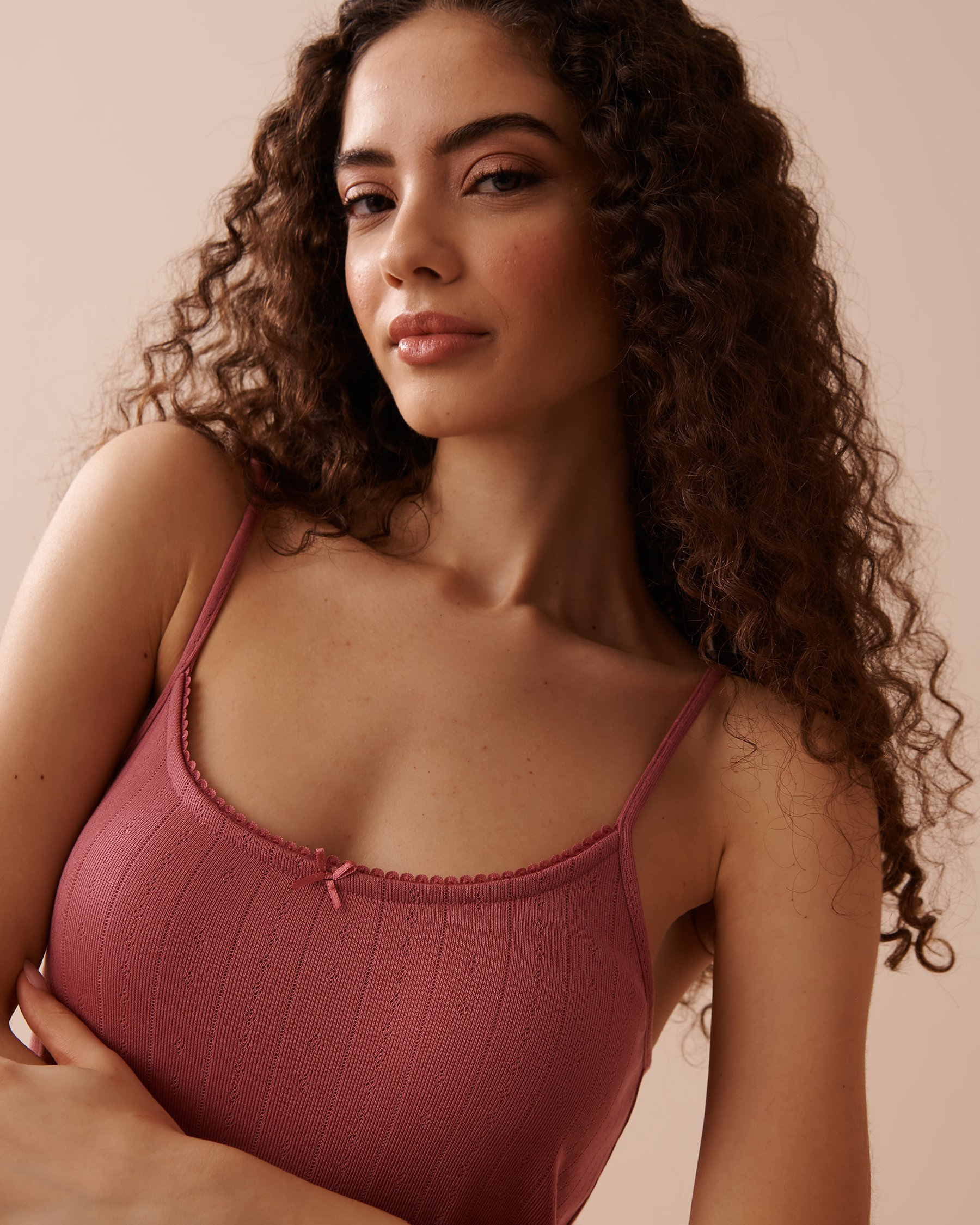 LA VIE EN ROSE Lace Trim Pointelle Knit Nightie Dusty Pink 40500364 - View6