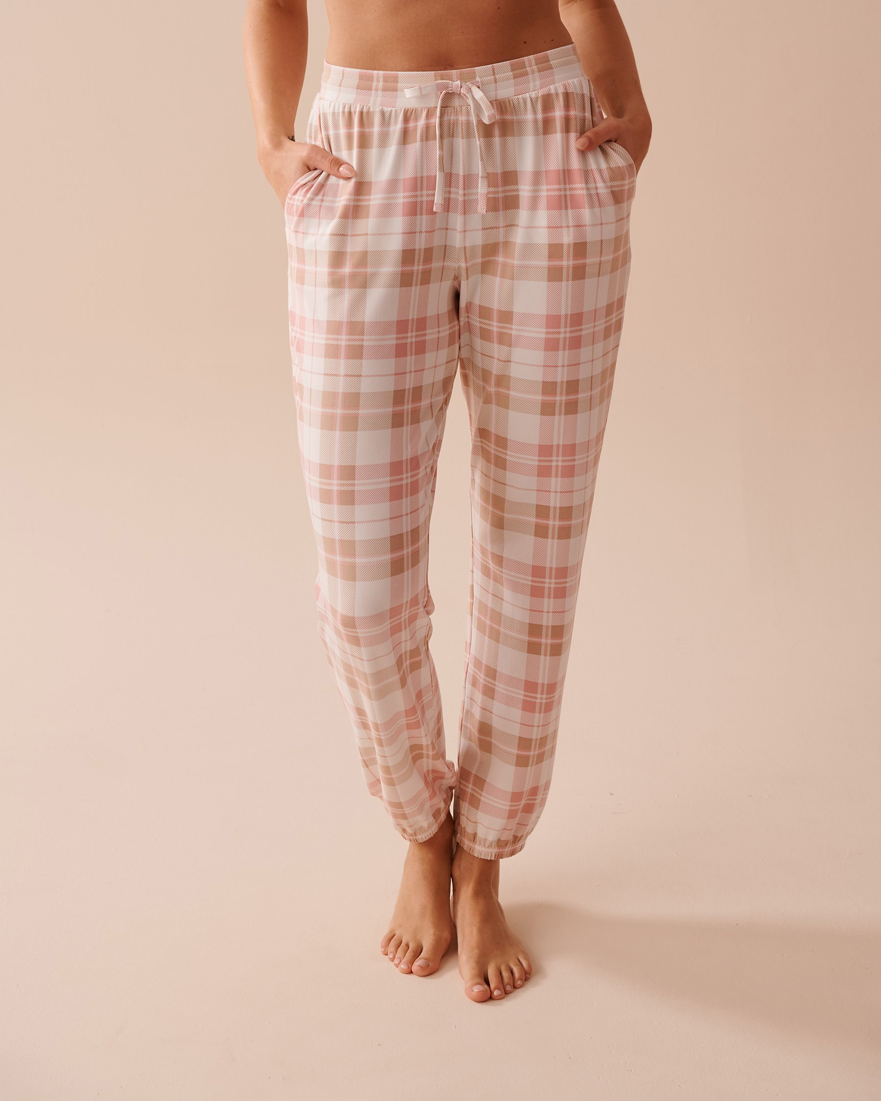 LA VIE EN ROSE Pink Plaid Super Soft Jogger Pajama Pants Pink Plaid 40200590 - View1