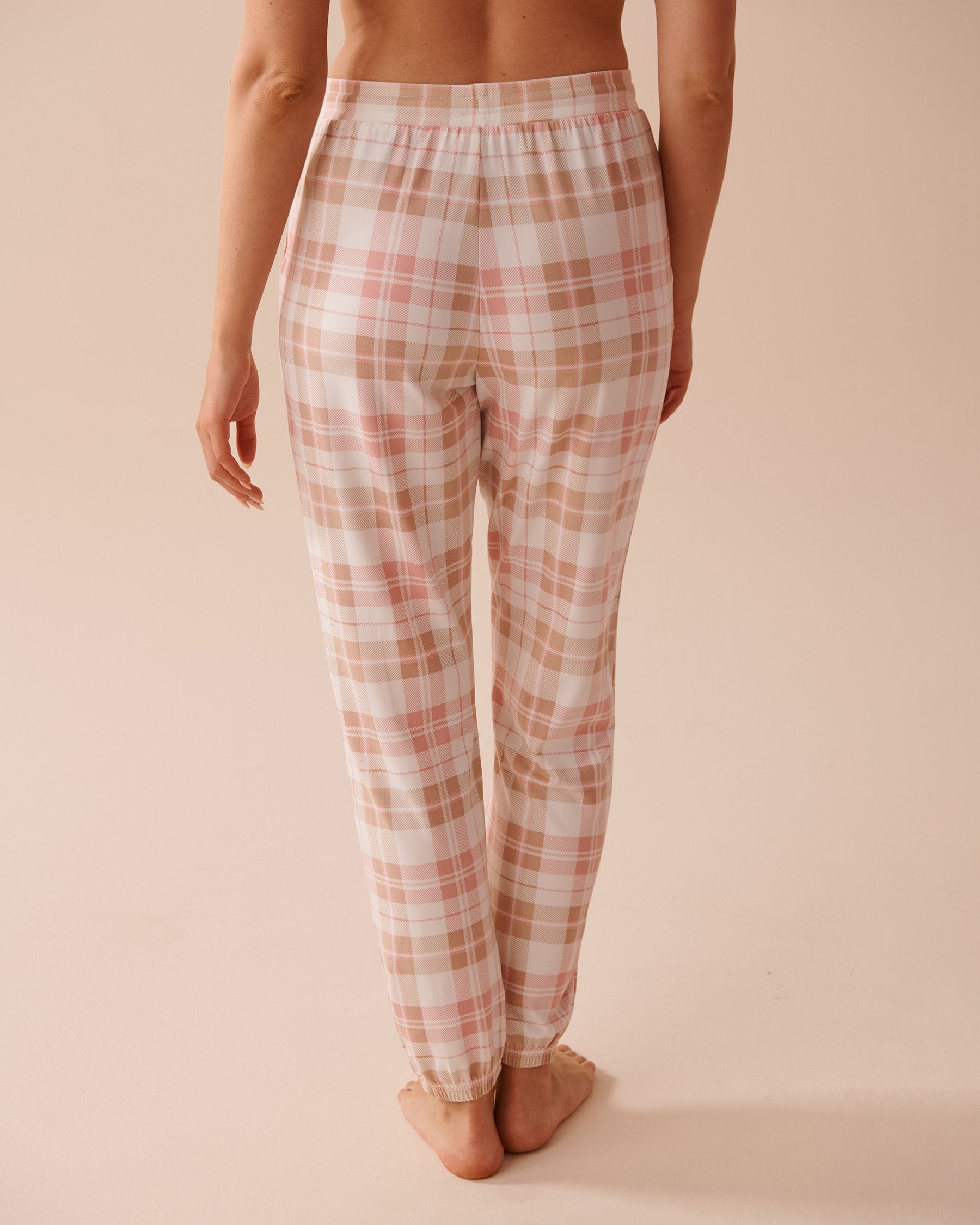 LA VIE EN ROSE Pink Plaid Super Soft Jogger Pajama Pants Pink Plaid 40200590 - View2