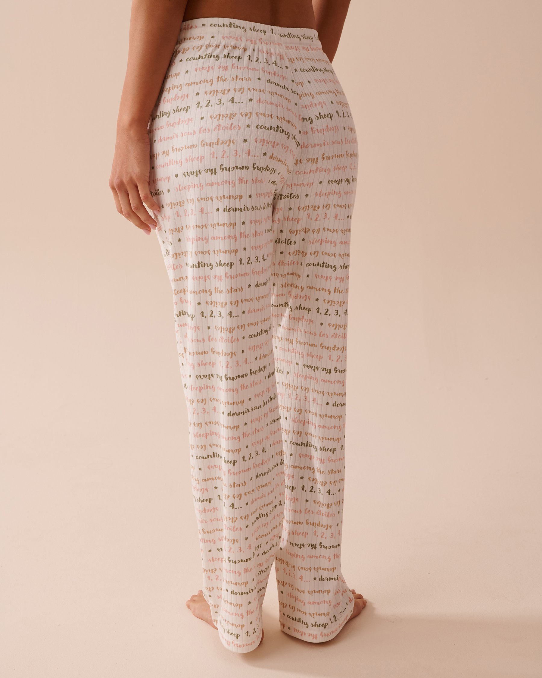 LA VIE EN ROSE Ribbed Jersey Pajama Pants Quotes 40200583 - View2