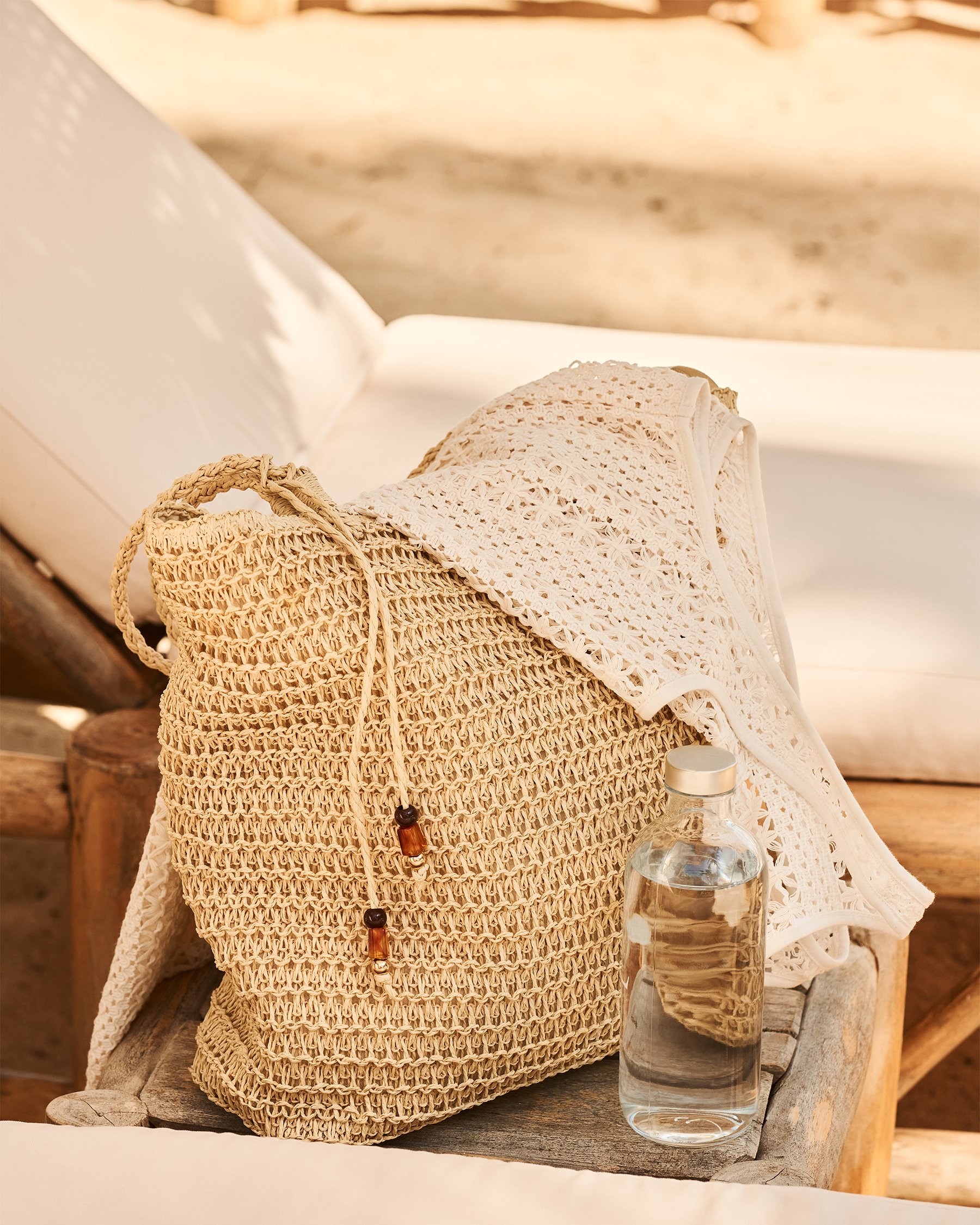 LA VIE EN ROSE AQUA Straw Bag Sand 80500099 - View1