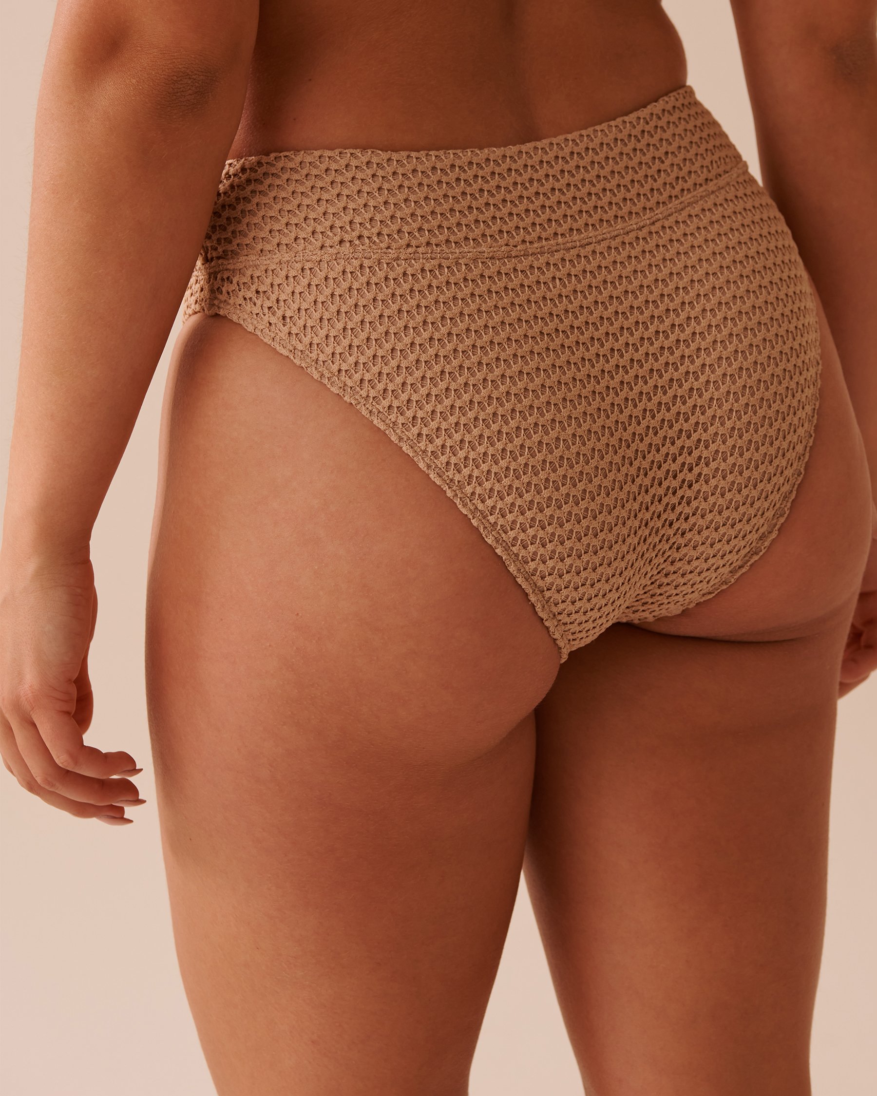 LA VIE EN ROSE AQUA COCONUT Crochet High Leg Cheeky Bikini Bottom Coconut 70300594 - View2