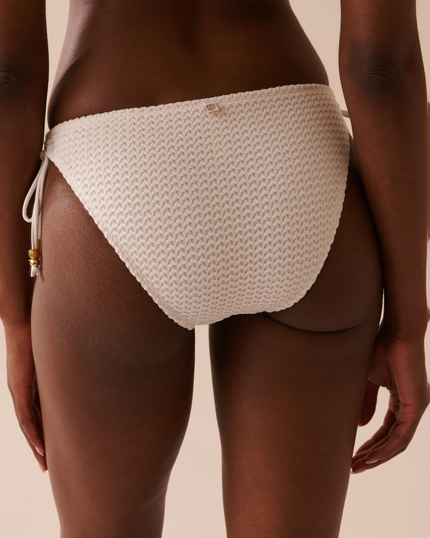 LA VIE EN ROSE AQUA COCONUT MILK Crochet Side Tie Brazilian Bikini Bottom Coconut Milk 70300593 - View2