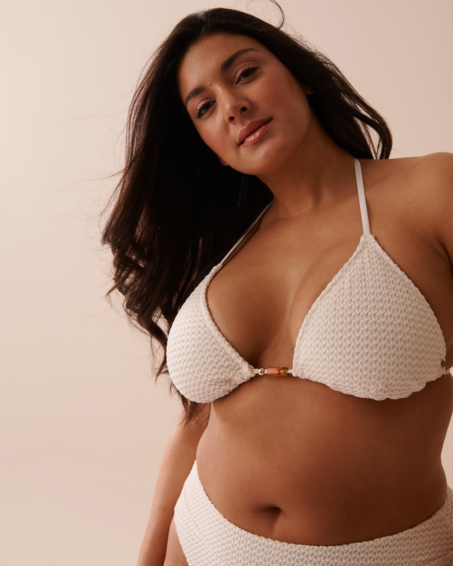 LA VIE EN ROSE AQUA COCONUT MILK Crochet Triangle Bikini Top Coconut Milk 70100636 - View6