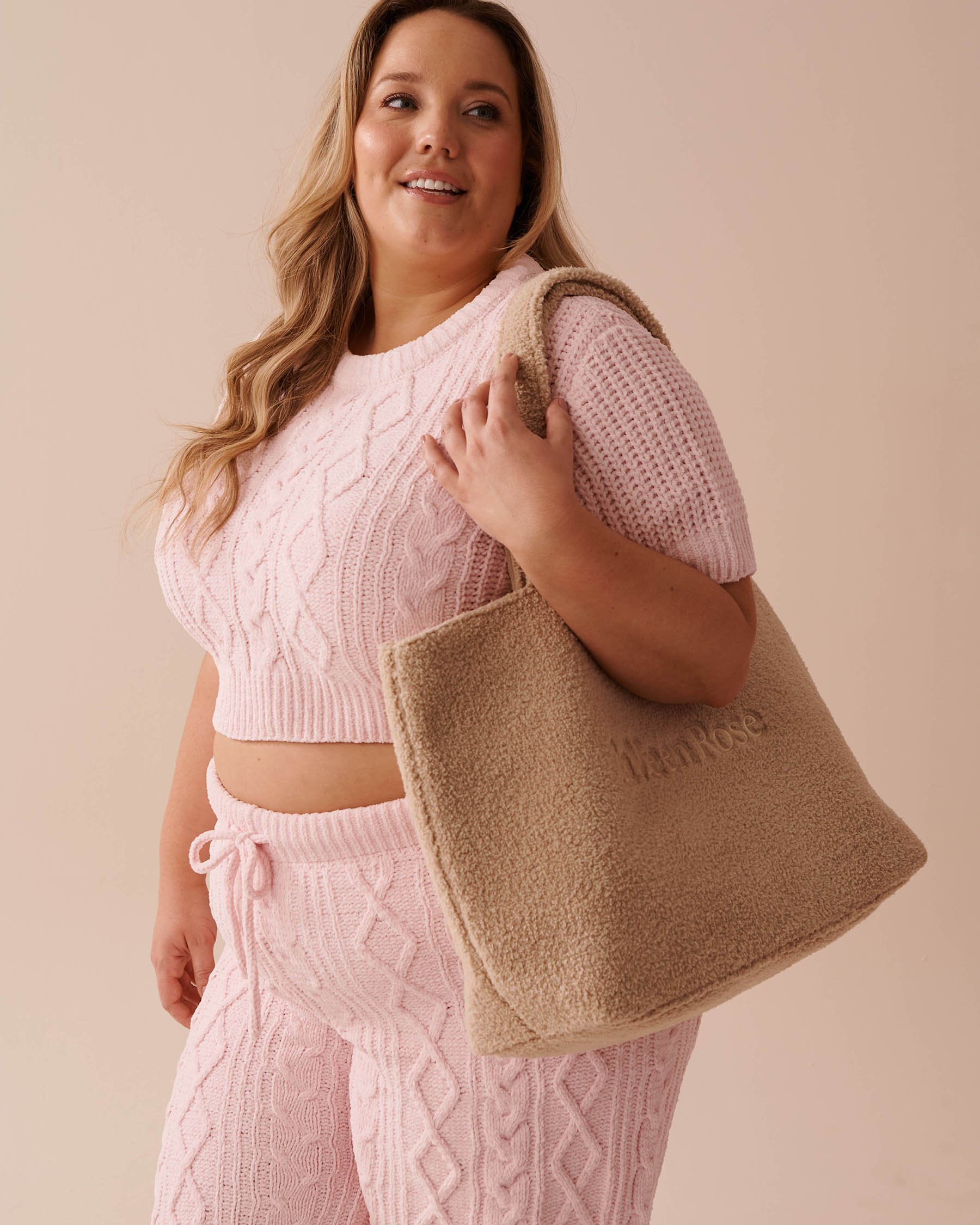 LA VIE EN ROSE Sac fourre-tout en sherpa Beige 40700345 - Voir1