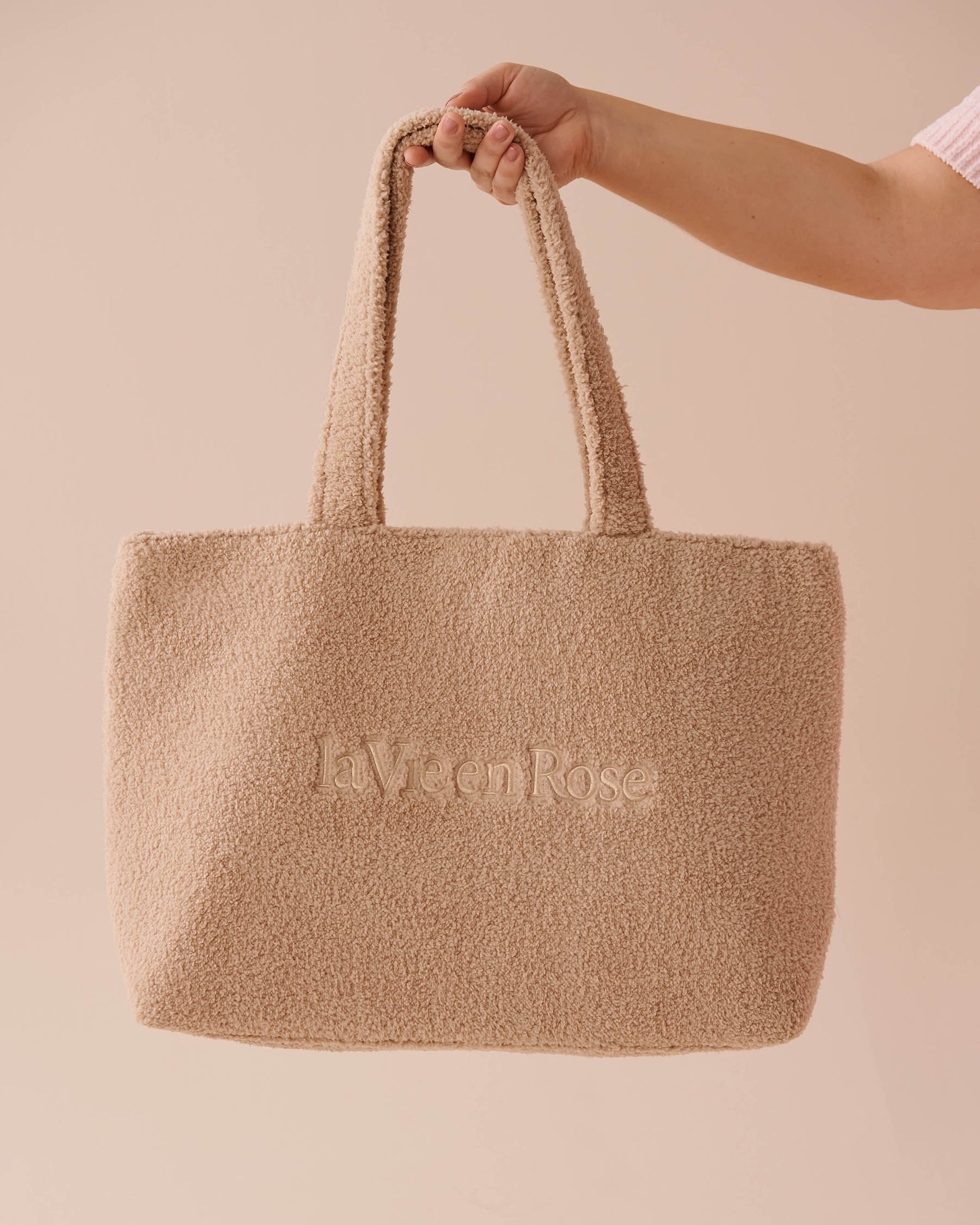 LA VIE EN ROSE Sac fourre-tout en sherpa Beige 40700345 - Voir4