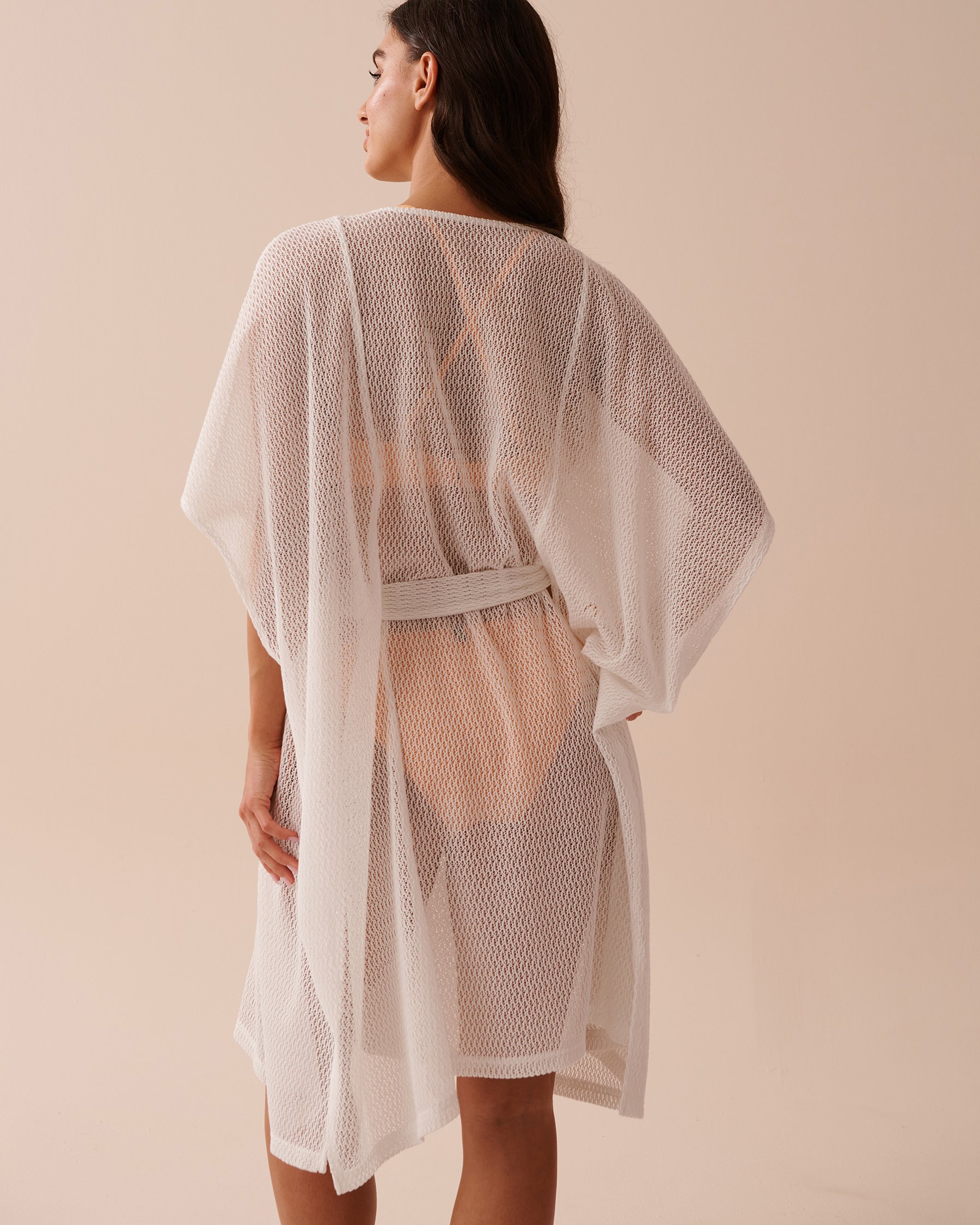 LA VIE EN ROSE AQUA Caftan avec ouverture en crochet Blanc 80400057 - Voir3