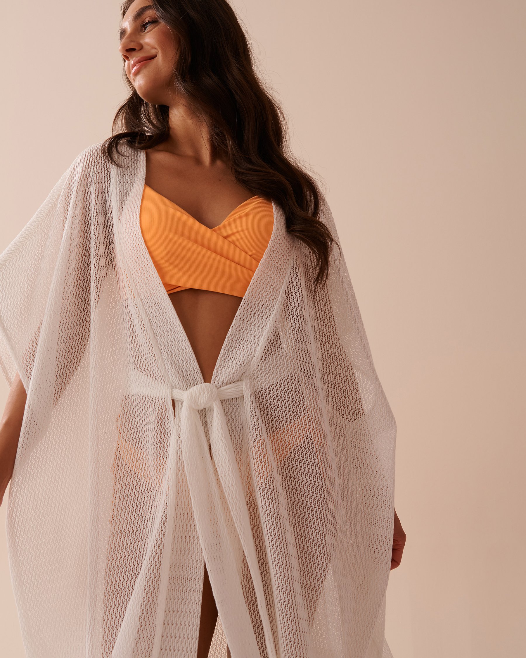 LA VIE EN ROSE AQUA Caftan avec ouverture en crochet Blanc 80400057 - Voir4