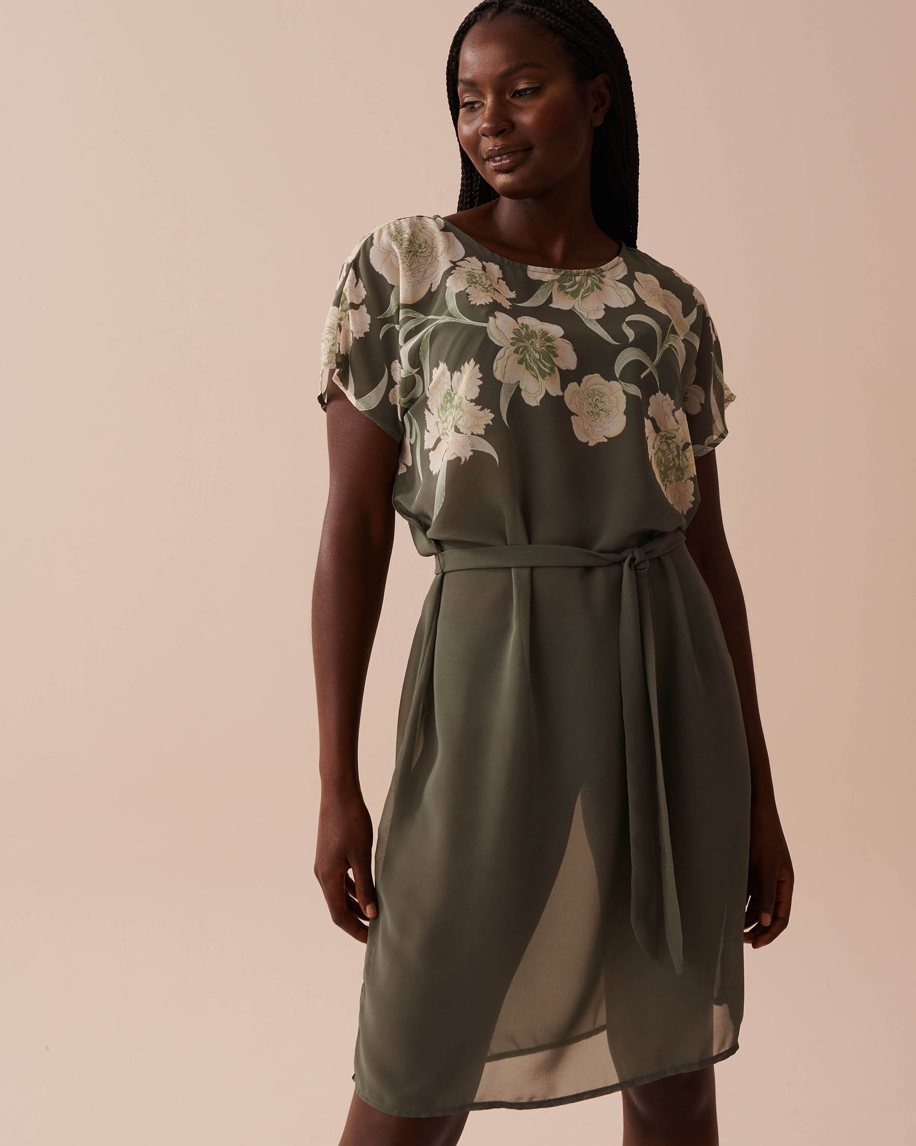 LA VIE EN ROSE AQUA Caftan fleuri en chiffon Bouquet de Provence 80400058 - View1