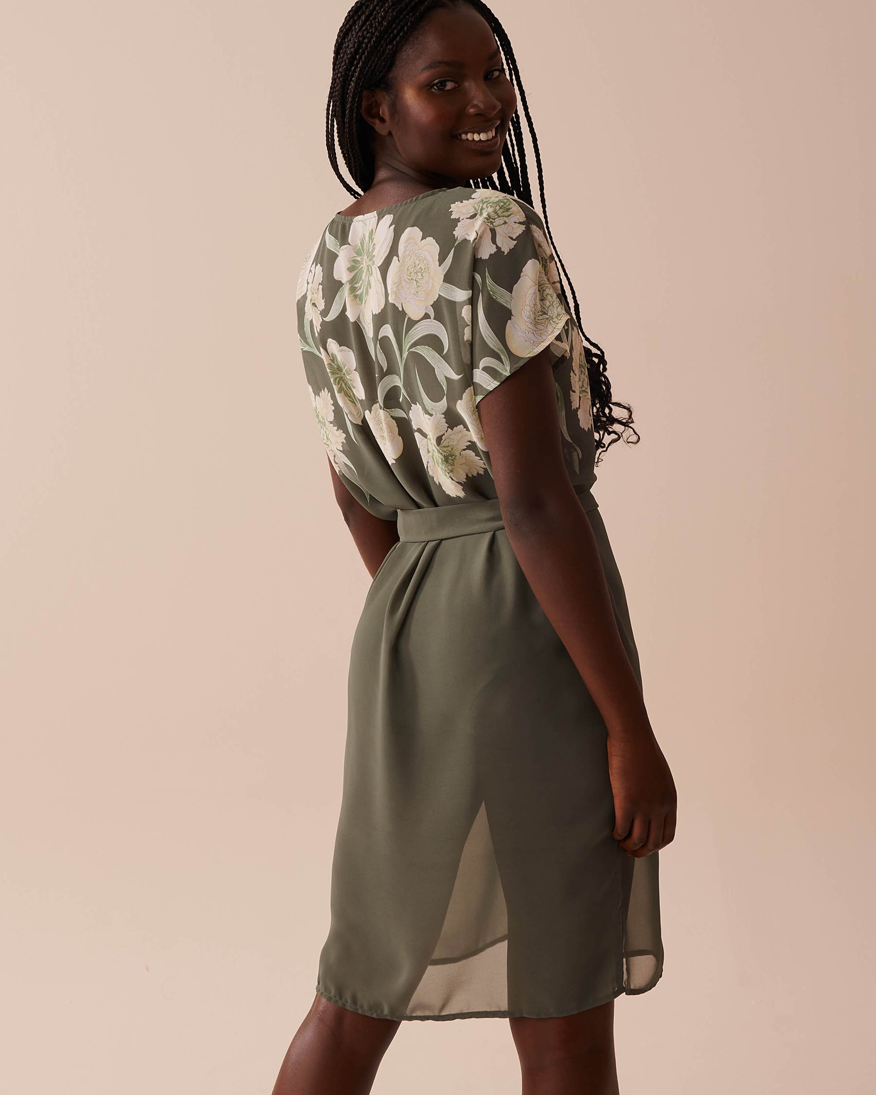 LA VIE EN ROSE AQUA Caftan fleuri en chiffon Bouquet de Provence 80400058 - View2