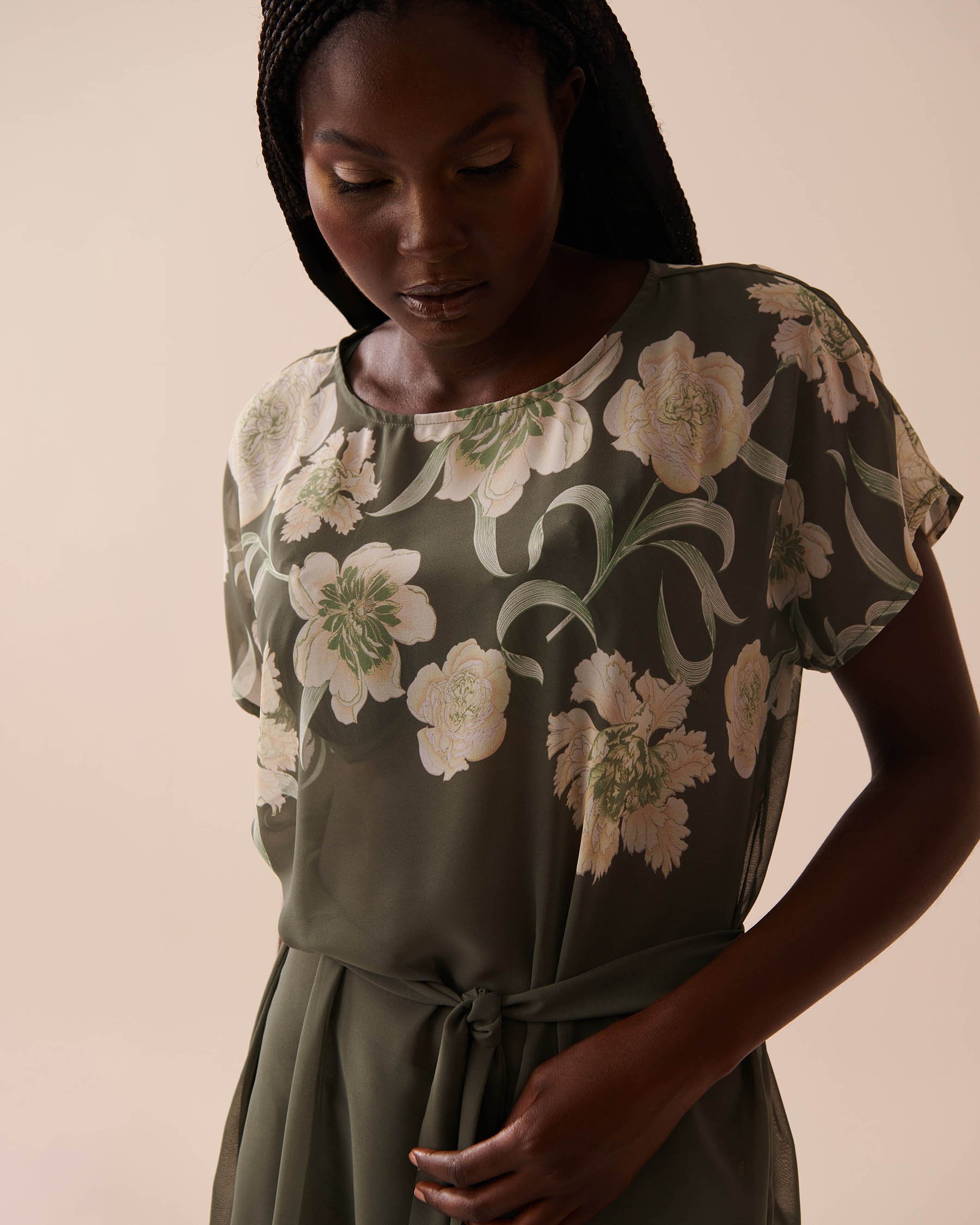 LA VIE EN ROSE AQUA Caftan fleuri en chiffon Bouquet de Provence 80400058 - View3