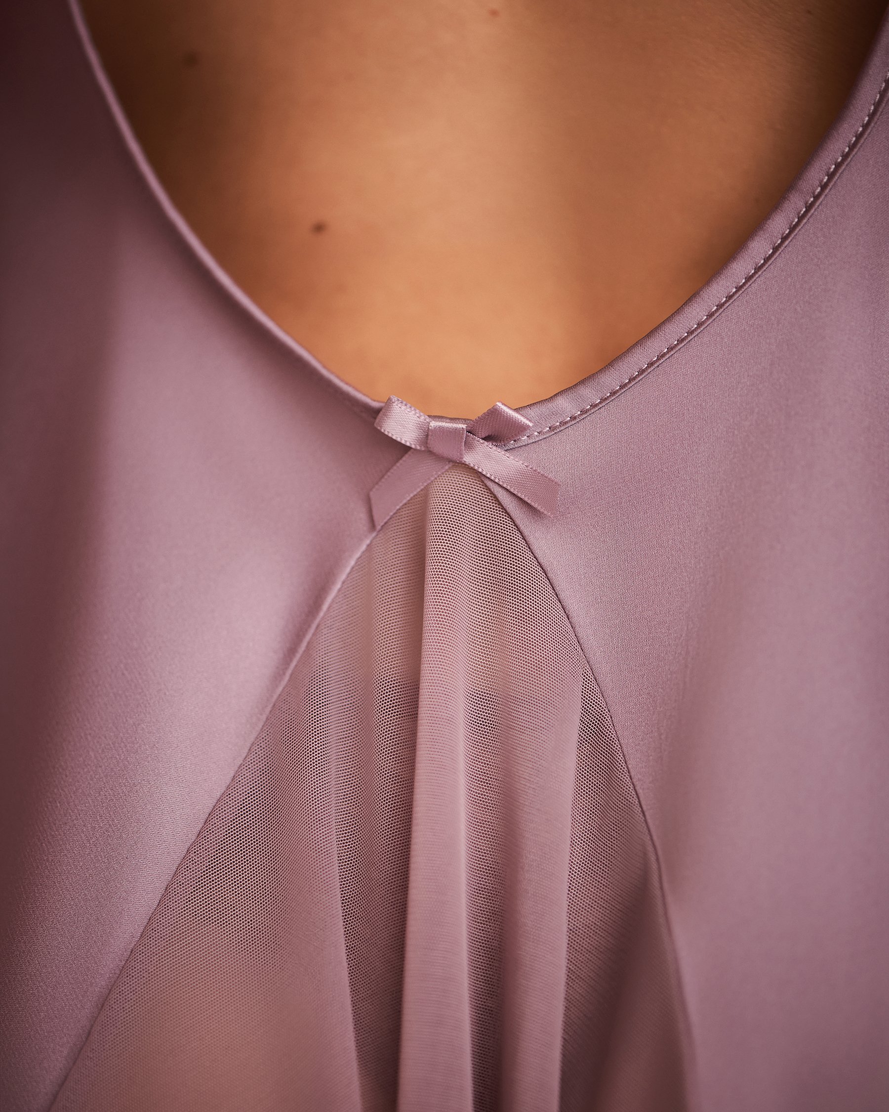 LA VIE EN ROSE Satin and Lace Babydoll Dusty Orchid 60500159 - View4
