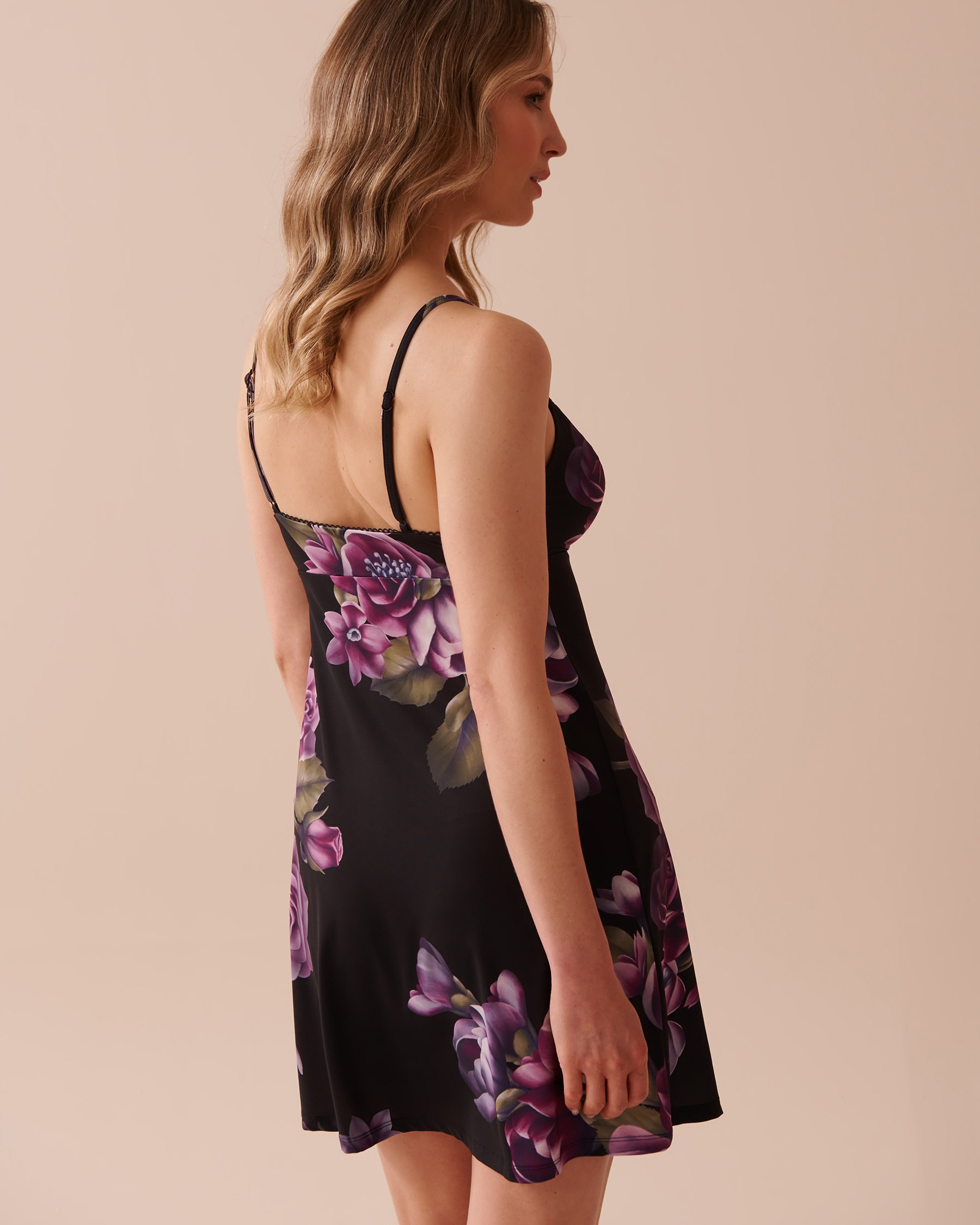 LA VIE EN ROSE Purple Bouquet Recycled Fibers Lace Trim Nightie Purple Bouquet 60500158 - View4