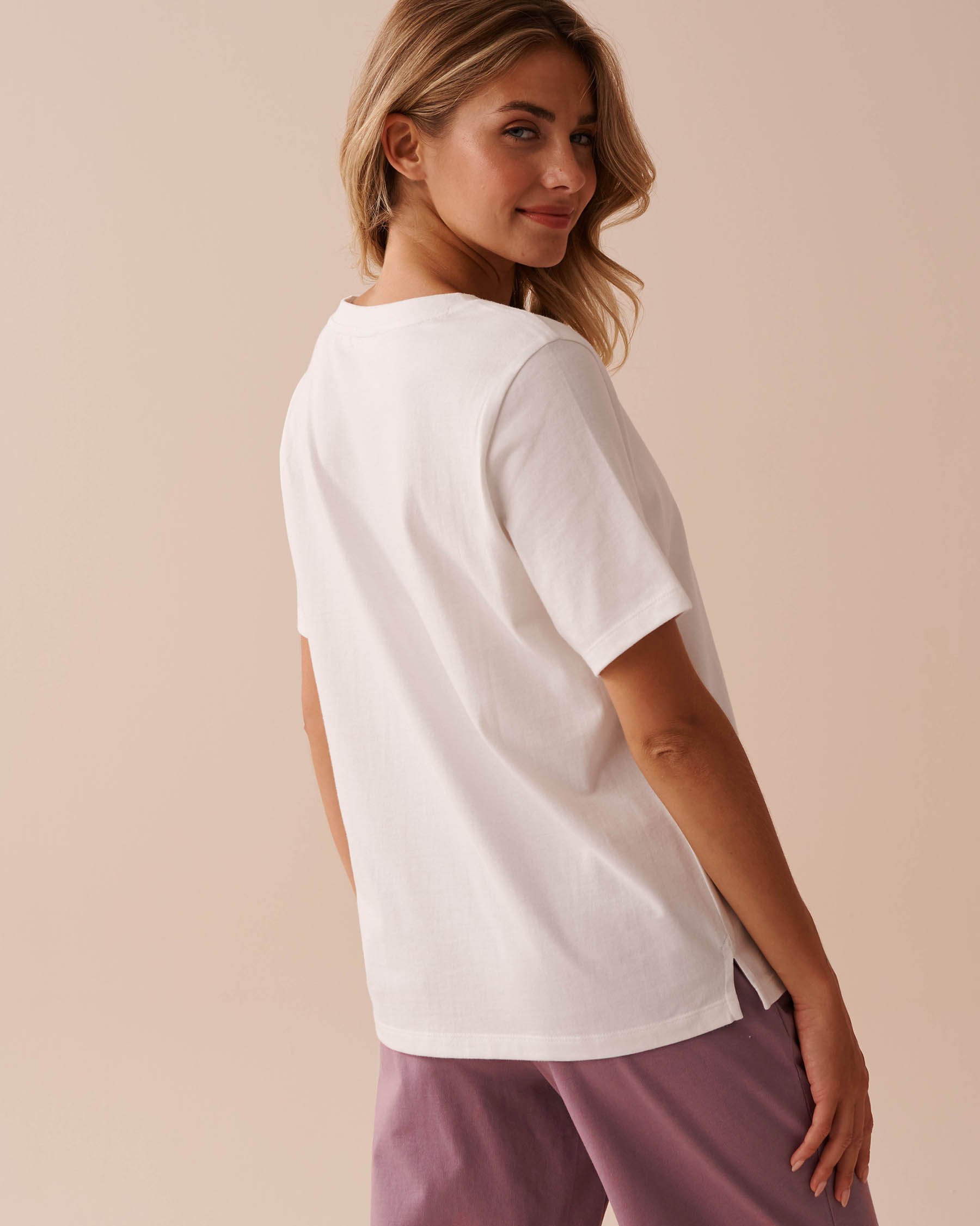 LA VIE EN ROSE Koala Print Cotton T-shirt White 40100614 - View2