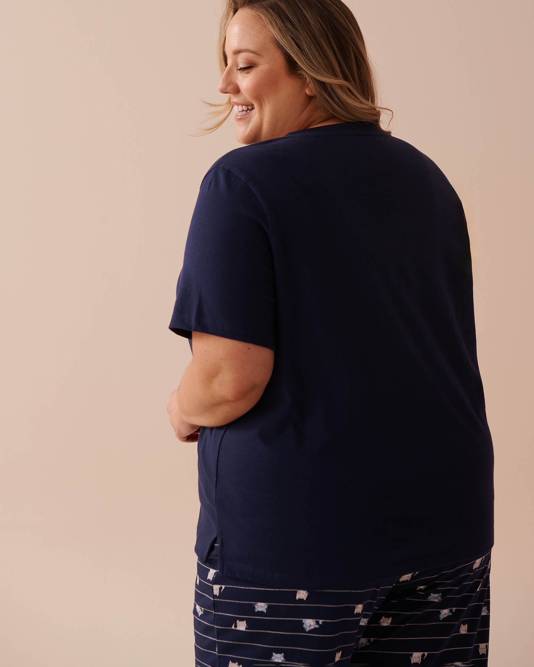 LA VIE EN ROSE T-shirt en coton Bleu nuit 40100614 - Voir2