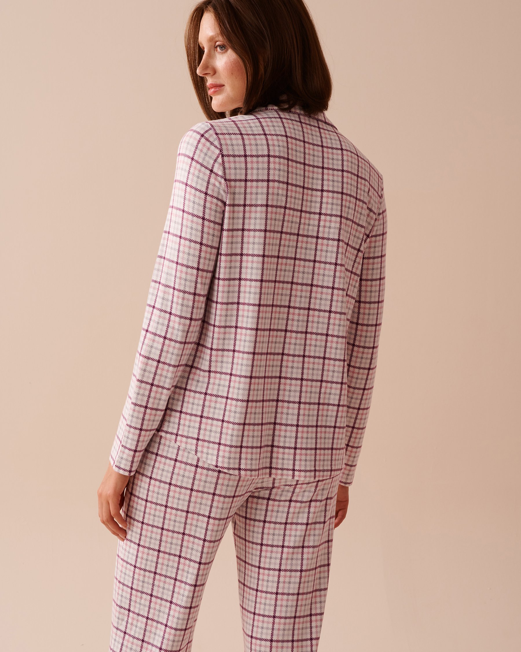 LA VIE EN ROSE Purple Plaid Recycled Fibers Button-down Shirt Purple Plaid 40100616 - View2