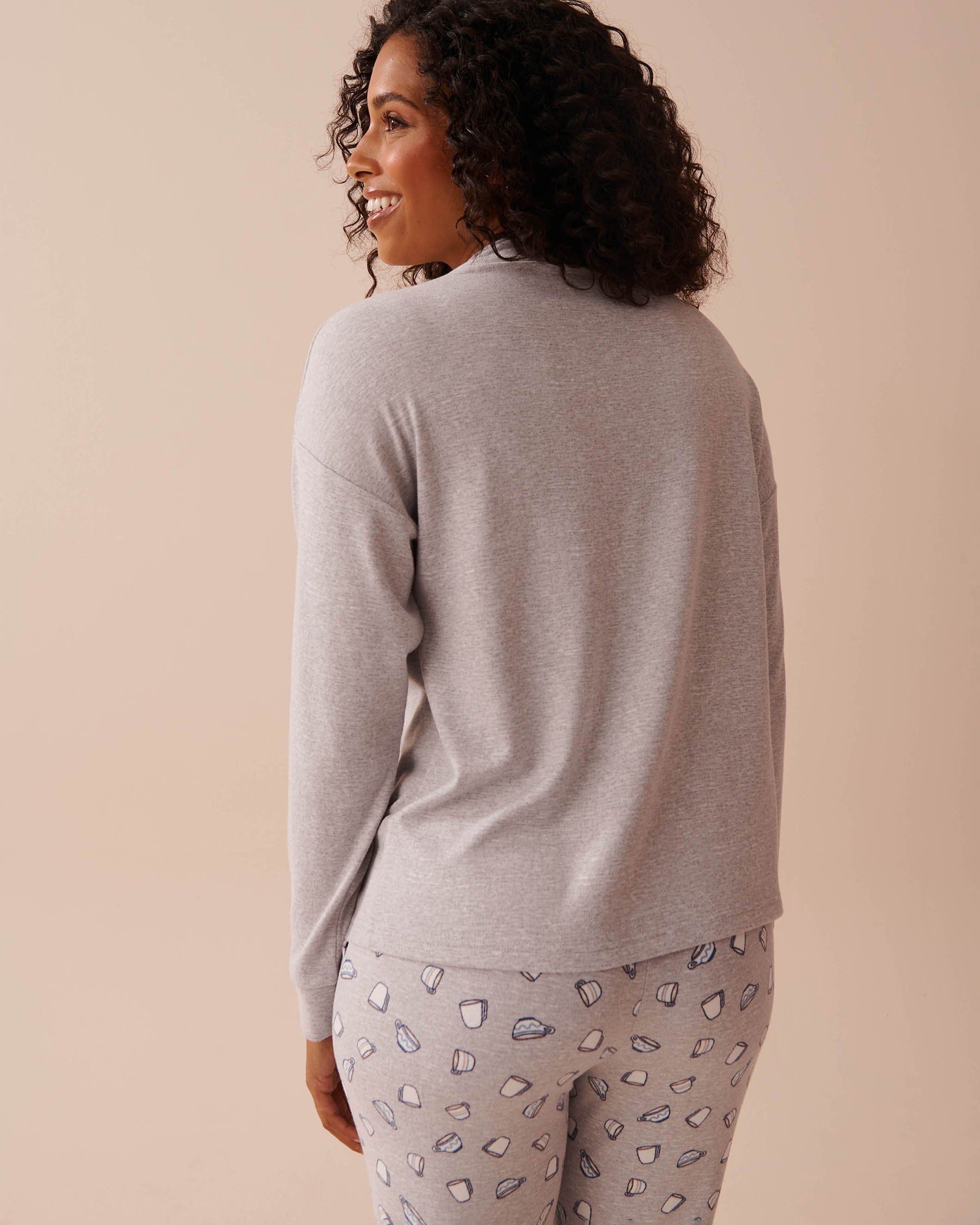 LA VIE EN ROSE Chandail manches longues en fibres recyclées Gris 40100617 - Voir2